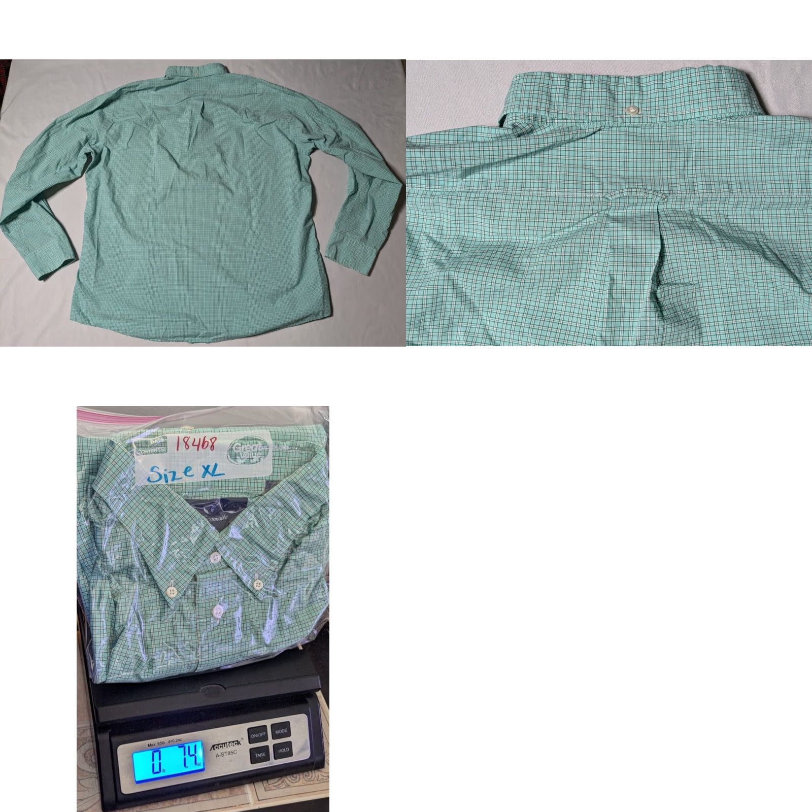 Faconnable FACONNABLE CLASSIQUE Men XL Green Cotton Mini Plaid Check Button-Up Shirt Size US XL / EU 56 / 4 - 10 Thumbnail