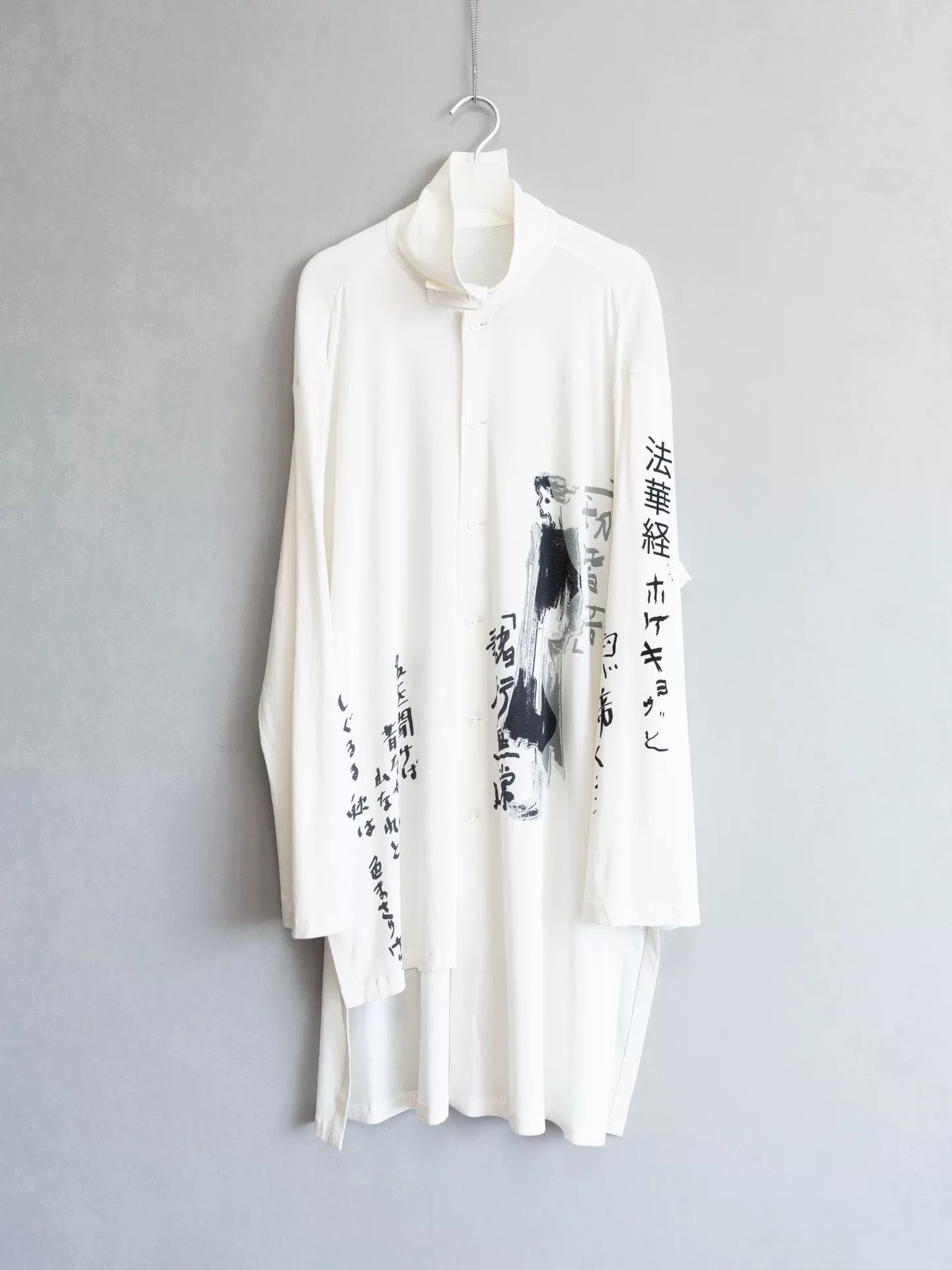 yohji yamamoto white shirt jacket with print