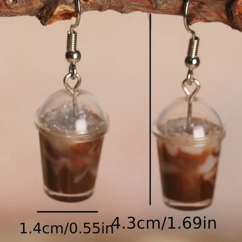 Other Mini Iced Coffee Dangle Resin Drink Cup Jewelry Earrings Size ONE SIZE - 4 Thumbnail