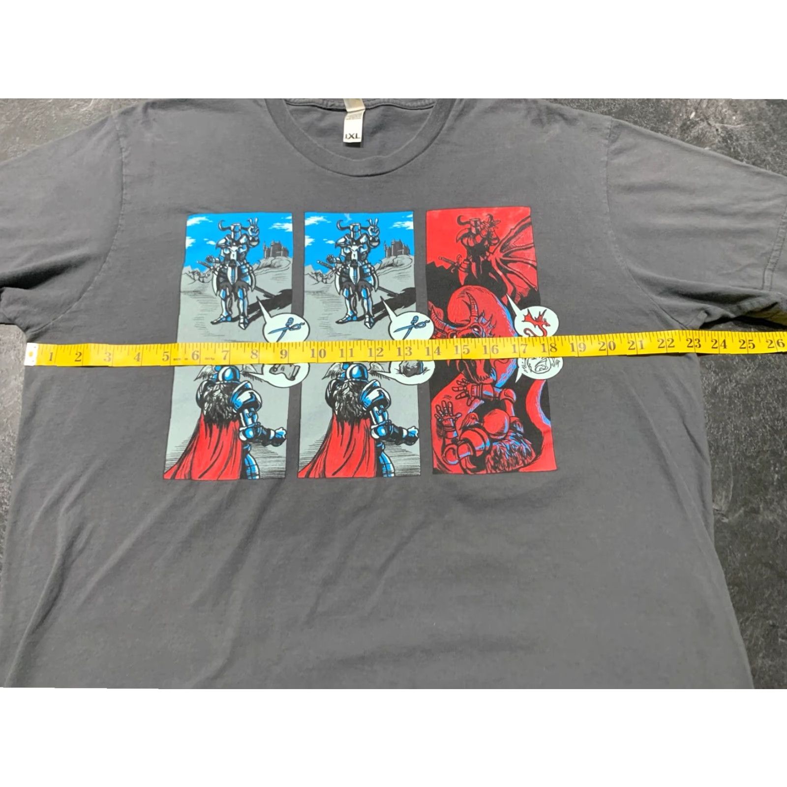 Vintage VINTAGE Graphic T-Shirt Men's Adult Extra Large Gray Rock, Paper, Dragon Design 100% Cotton Mens Size US XL / EU 56 / 4 - 6 Thumbnail