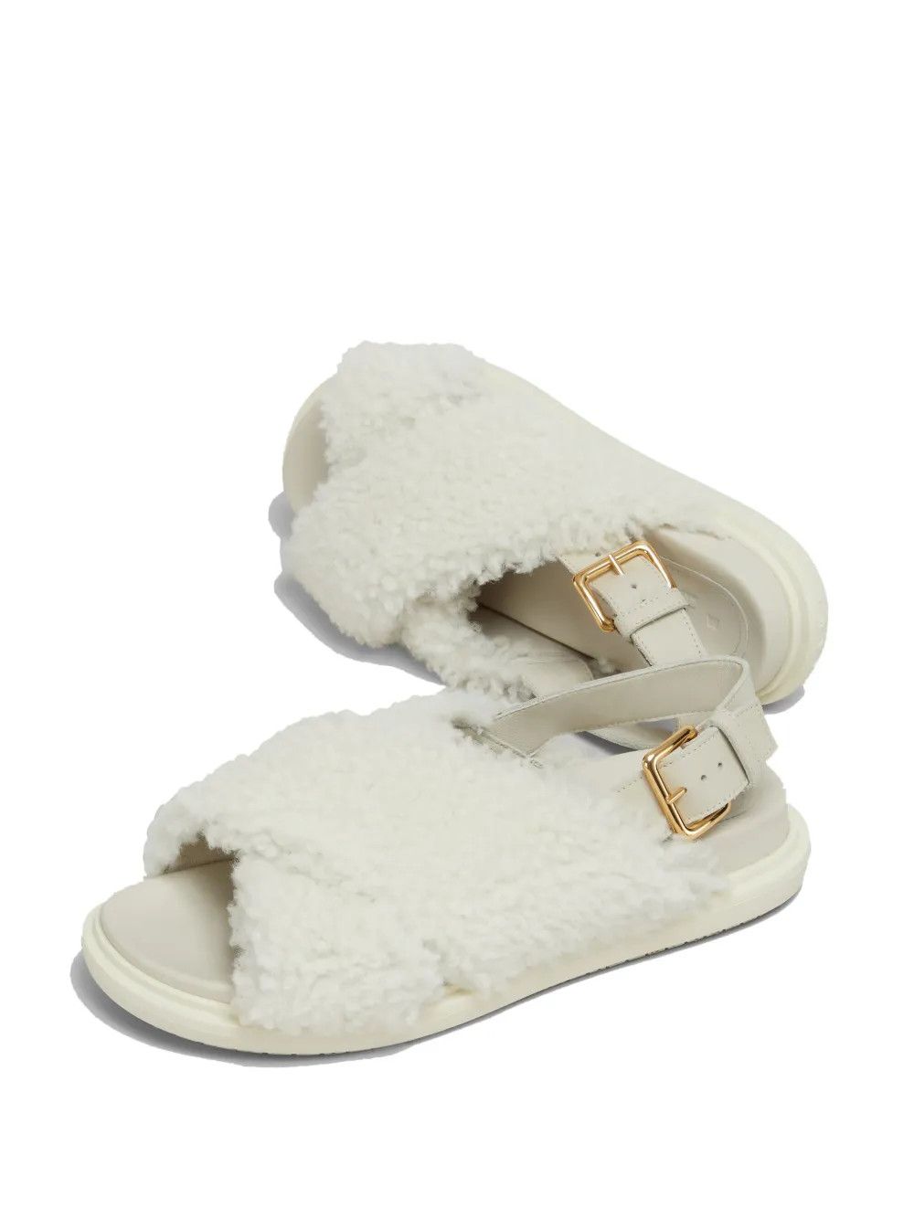 Marni o1w1db11125 Fussbett Shearling Sandals in White Size US 8 / IT 38 - 5 Thumbnail