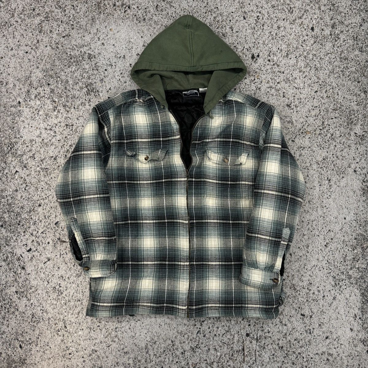 Vintage Thrashed Faded Distressed Zip Up Flannel Hoodie ERD Grunge Size US L / EU 52-54 / 3 - 1 Thumbnail