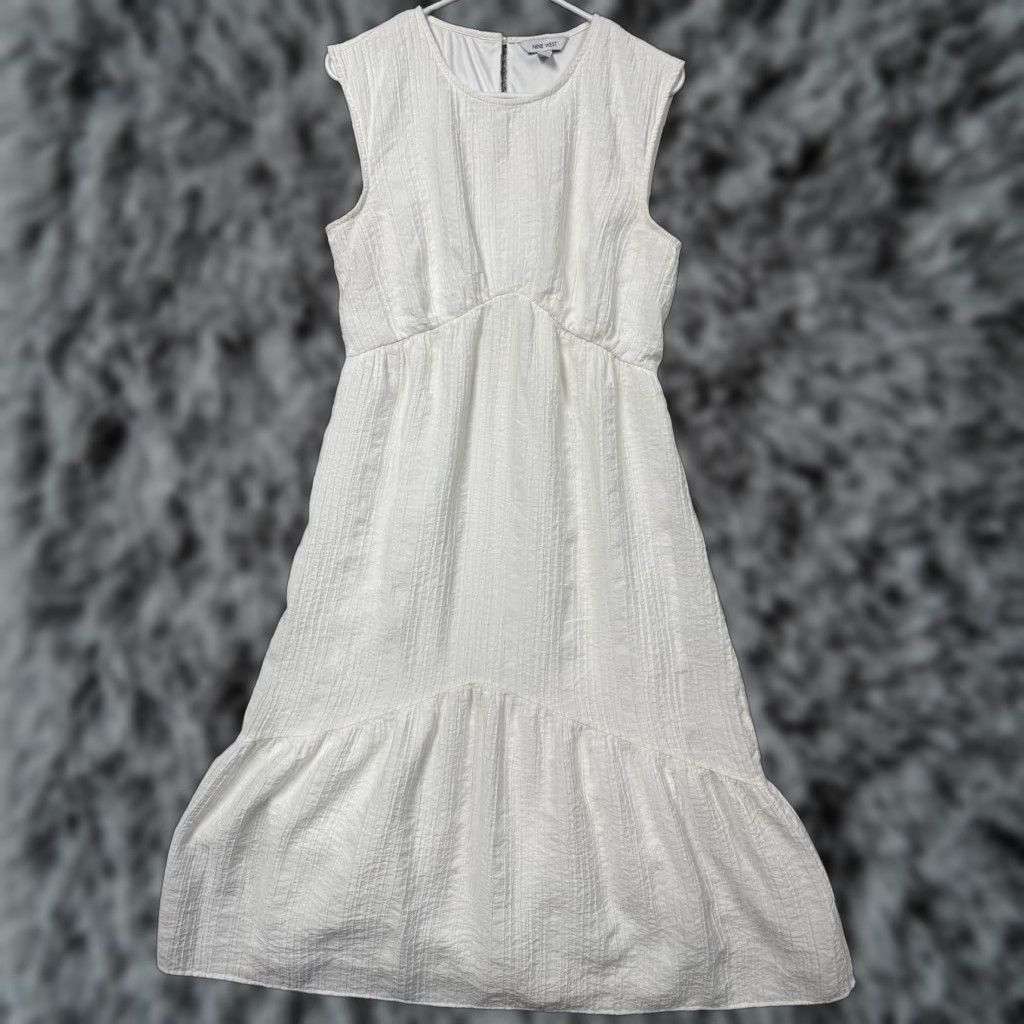 Nine West Nine West Dress L Women Midi Sleeveless White Solid Round Neck Casual Vintage No Nine West Size L / US 10 / IT 46 - 1 Thumbnail