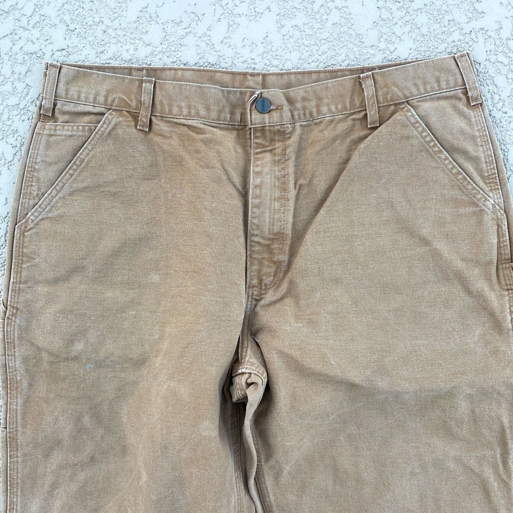 Carhartt Carhartt Pants Duck Dungaree Fit Canvas Tan Brown 40x30 Mens Carpenter Lined Canvas Pants 40 30 Size US 40 / EU 56 - 4 Thumbnail