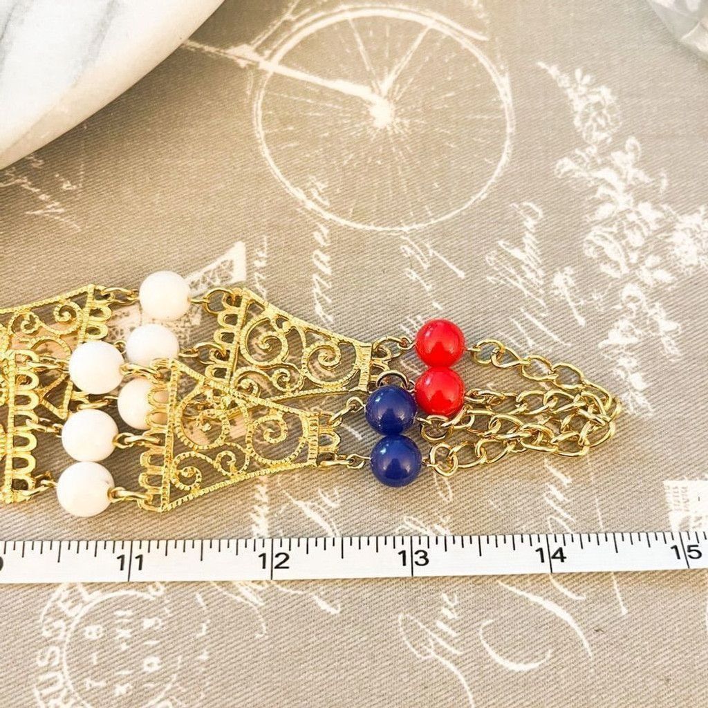 Vintage Vintage Ornate Gold Necklace with Bead Accent Size ONE SIZE - 3 Thumbnail