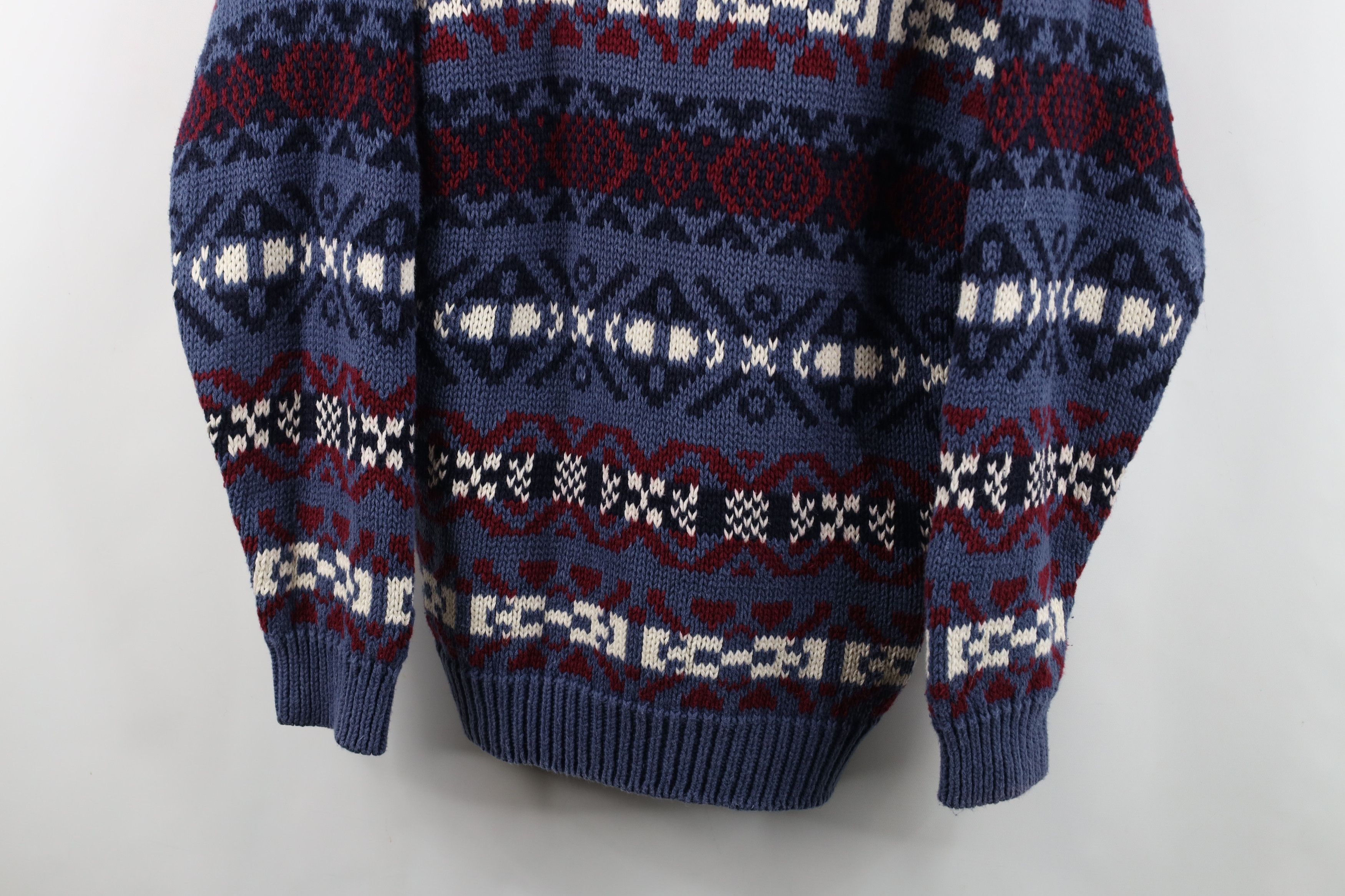 Vintage Vintage 90s Streetwear Fair Isle Cotton Knit Sweater Size US M / EU 48-50 / 2 - 3 Thumbnail