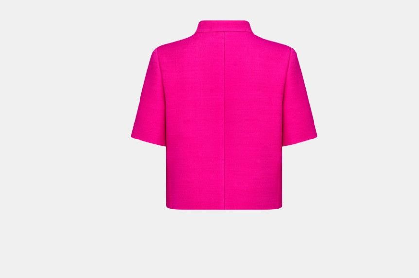 Dior o1w1db10824 Wool & Silk Short-Sleeved Jacket in Pink Size L / US 10 / IT 46 - 2 Thumbnail