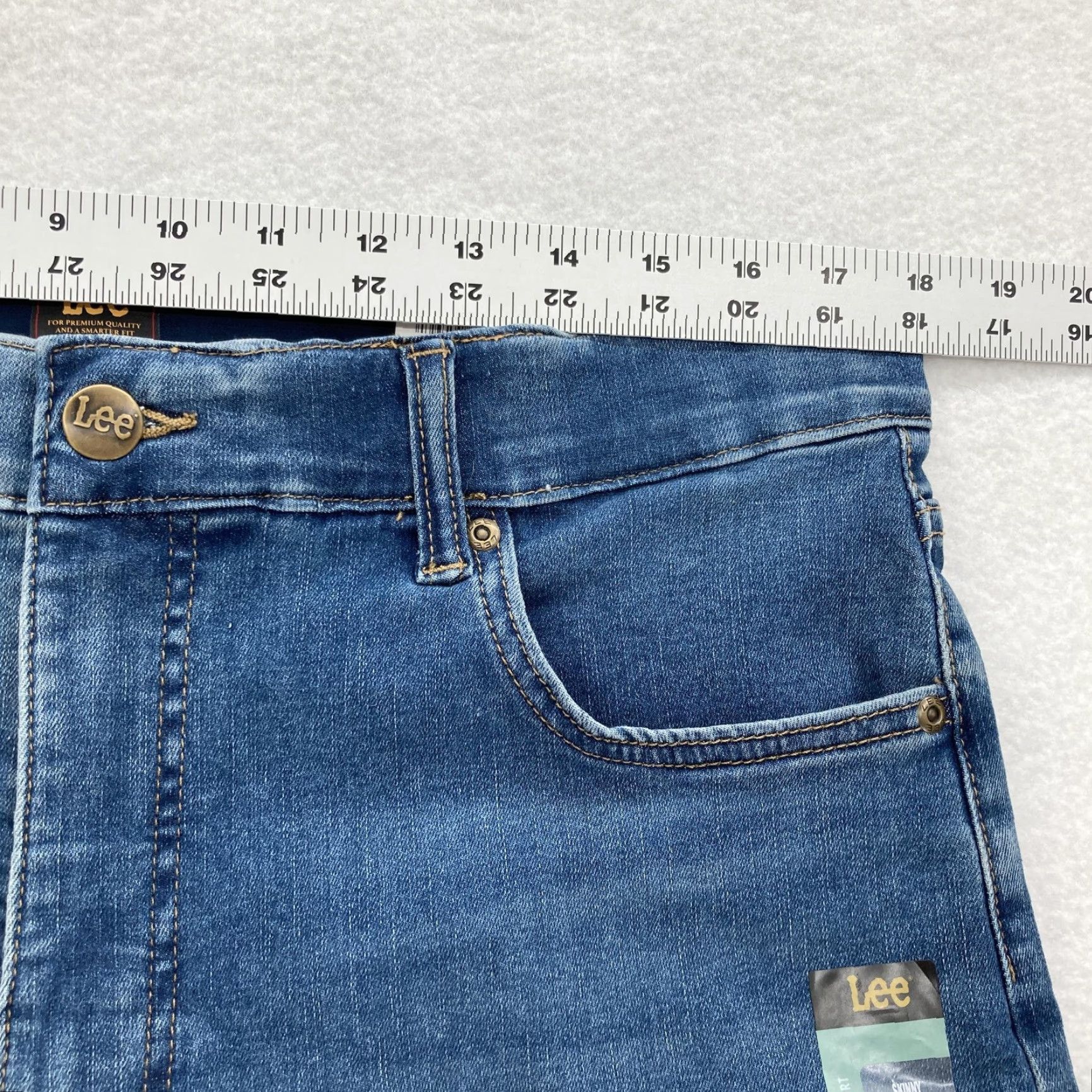 Lee Lee Jeans Womens 16 Short Blue Skinny Stretch Denim High Rise Waistband Casual Pants Size 38" / US 16 / IT 52 - 6 Thumbnail