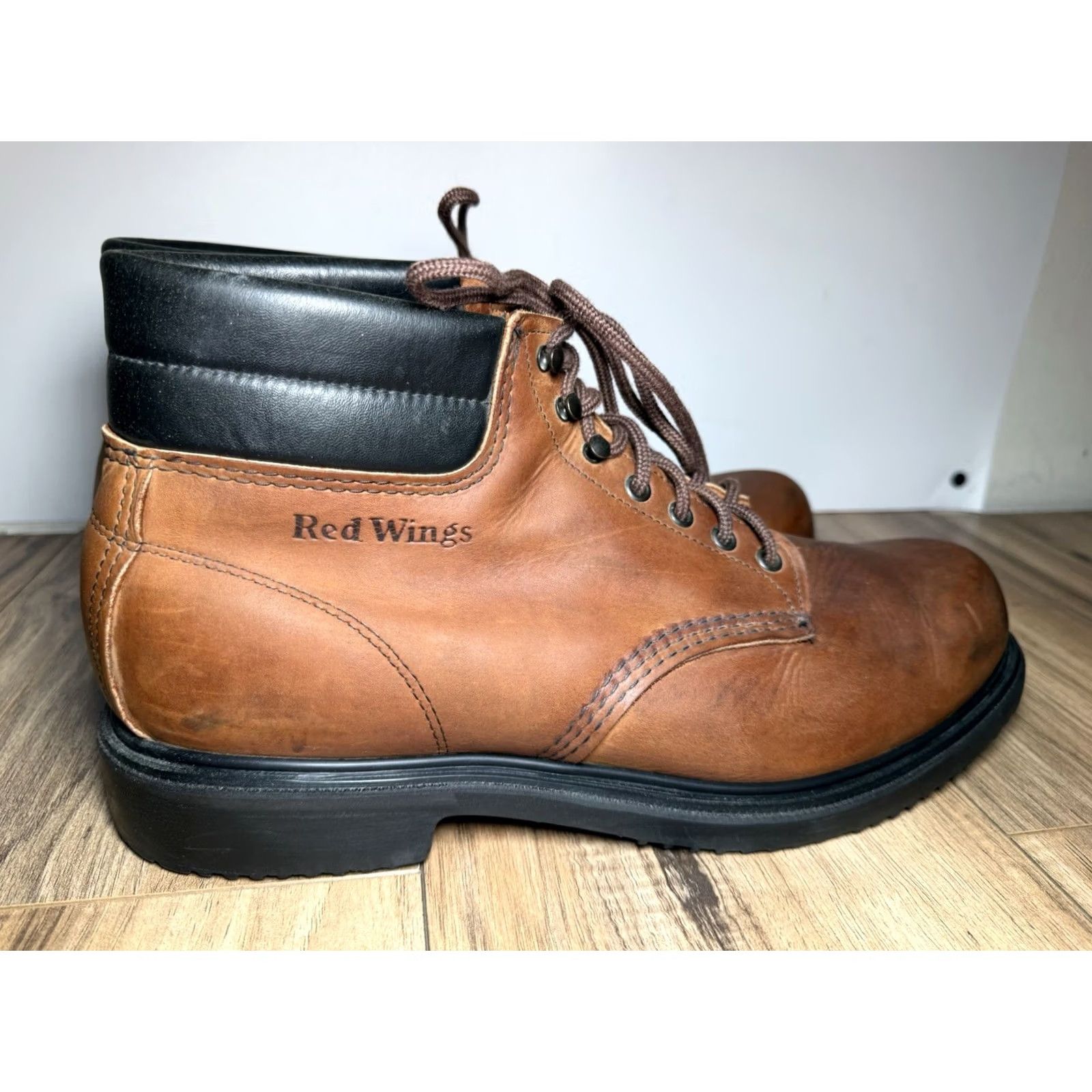 Red Wing VINTAGE Red Wing Shoes Work Boots 207 Brown Leather Lace Up Sz 14 B MADE USA Mens Boots Size US 14 / EU 47 - 4 Thumbnail