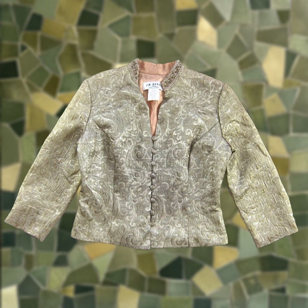 Vintage Vtg J.R. Nites Gold Metallic 3/4 Sleeve Bolero Blazer Jacket Women 10 Size L / US 10 / IT 46 - 1 Thumbnail