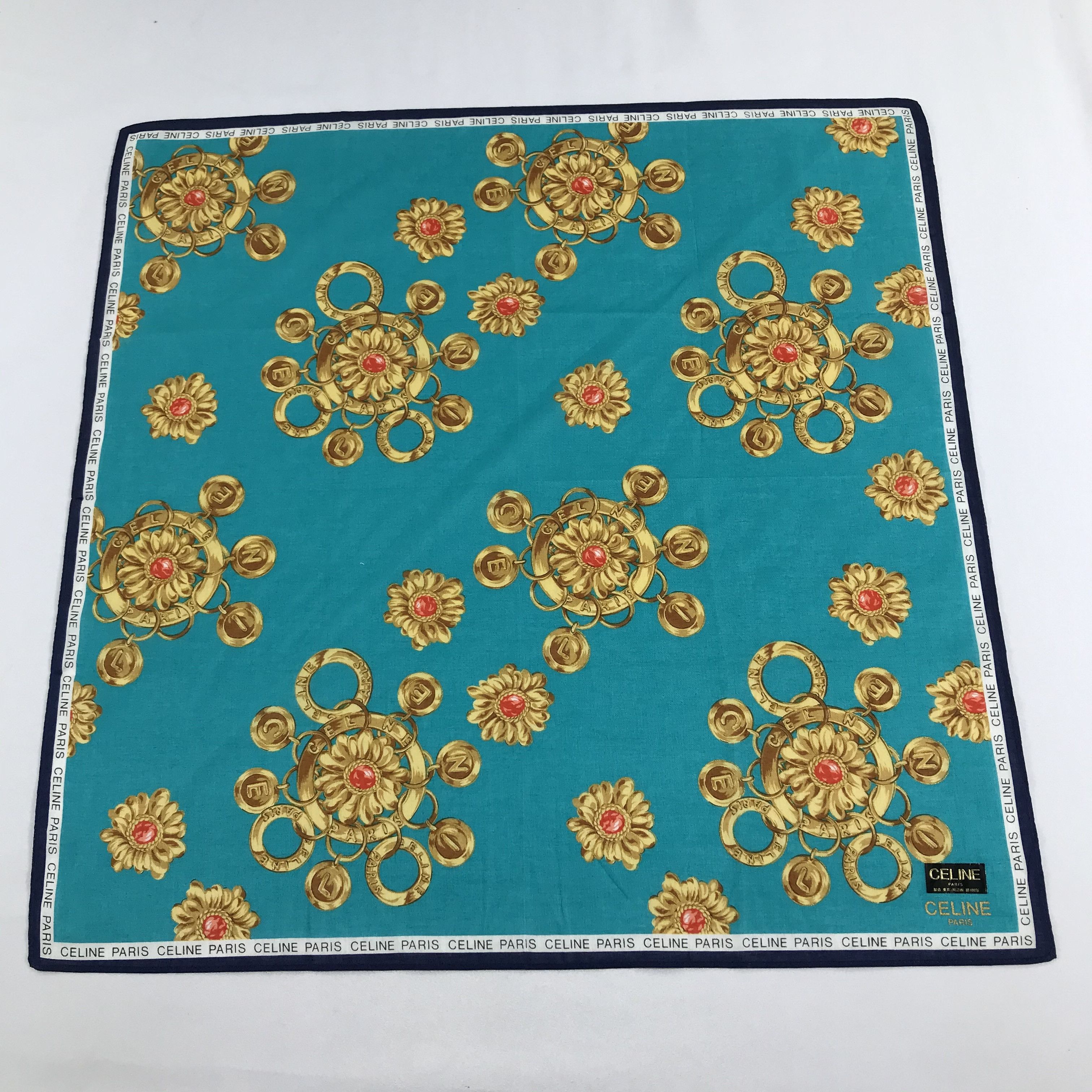 Celine Celine Luxury Chains Handkerchief Neckerchief Bandana H764 Size ONE SIZE - 2 Thumbnail