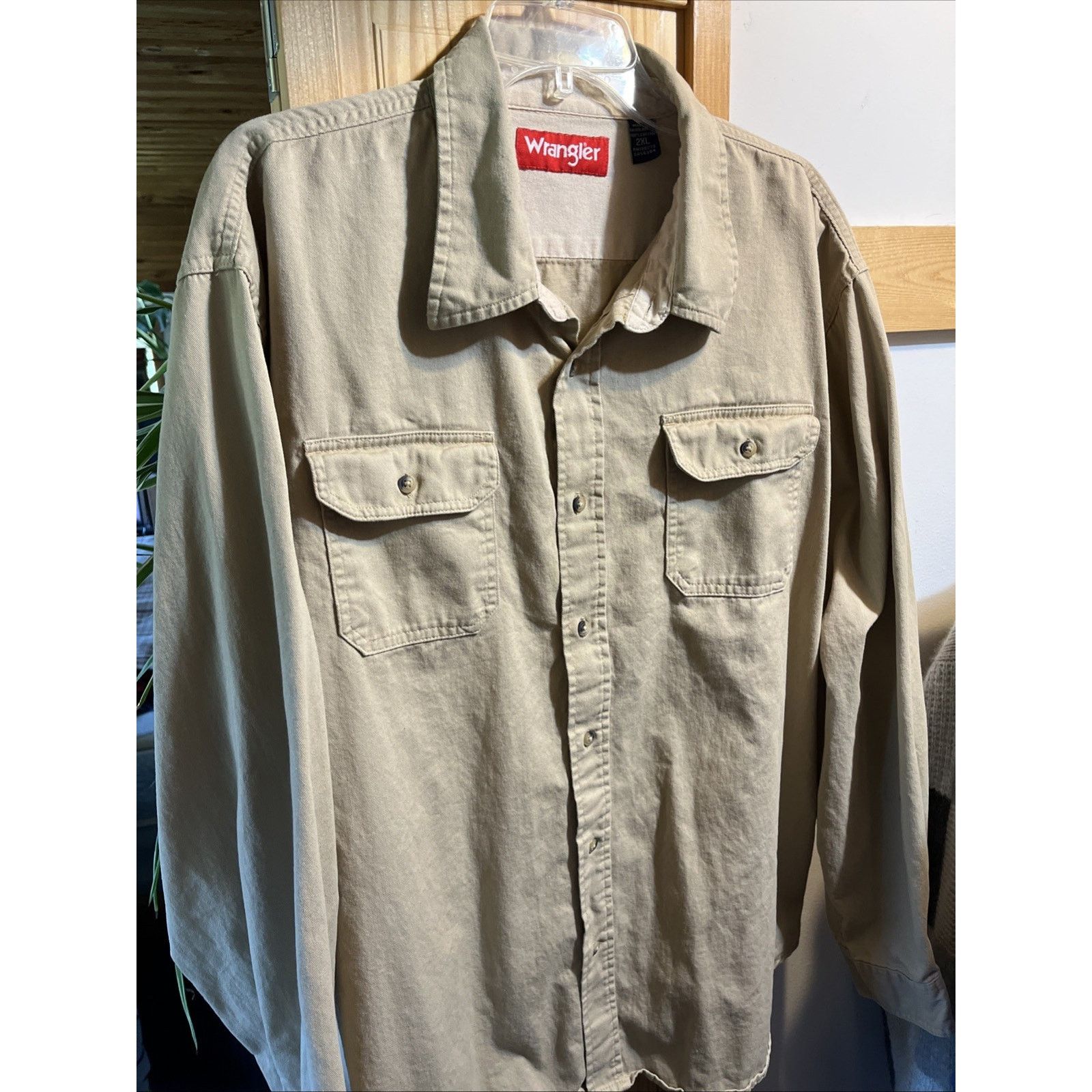 Wrangler Wrangler Cotton Men's Shirt XXL Long Sleeve Canvas Brown Size US XXL / EU 58 / 5 - 2 Thumbnail