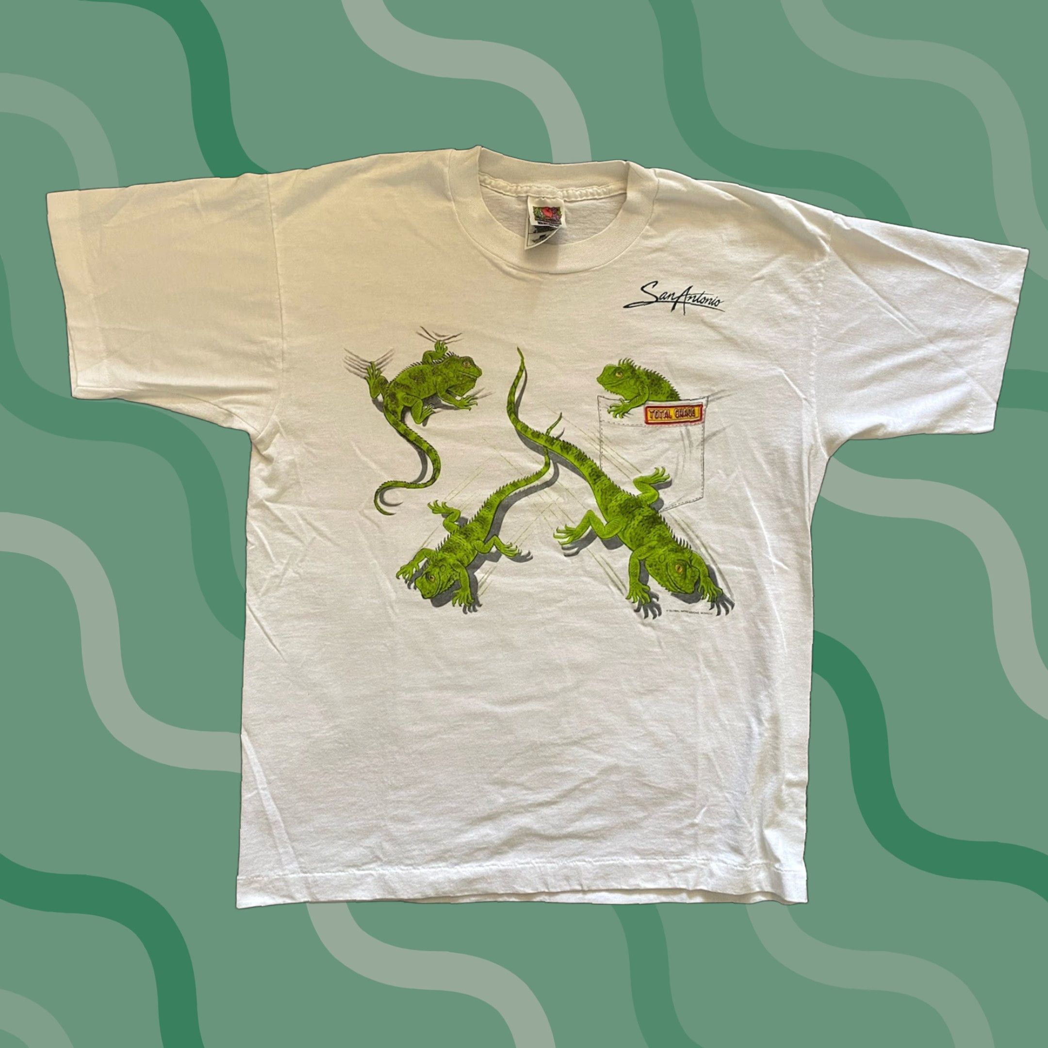Fruit Of The Loom VINTAGE Fruit Of The Loom Single Stitch T Shirt Men’s L San Antonio Total Chaos Shirt Mens L White 90s USA Classic Animals Hipster Tot al Chaos Size US L / EU 52-54 / 3 - 1 Thumbnail