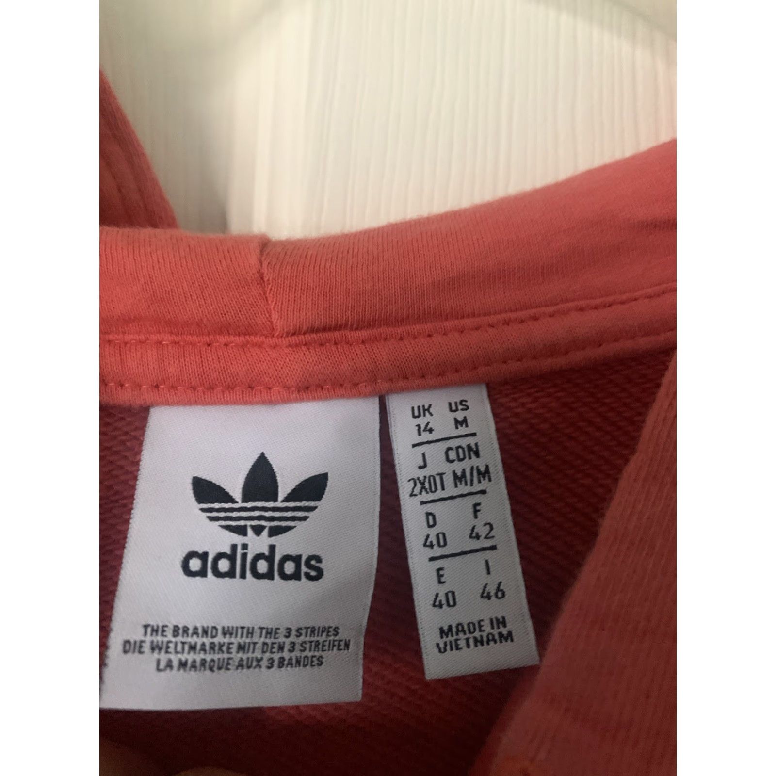 Adidas Adidas Original Cropped Hoodie Three Stripes Women's M Pink Hoodie Pullover Crew Neck Long Sleeve Logo Gym & Training Womens - 100% Cotton Size M / US 6-8 / IT 42-44 - 3 Thumbnail