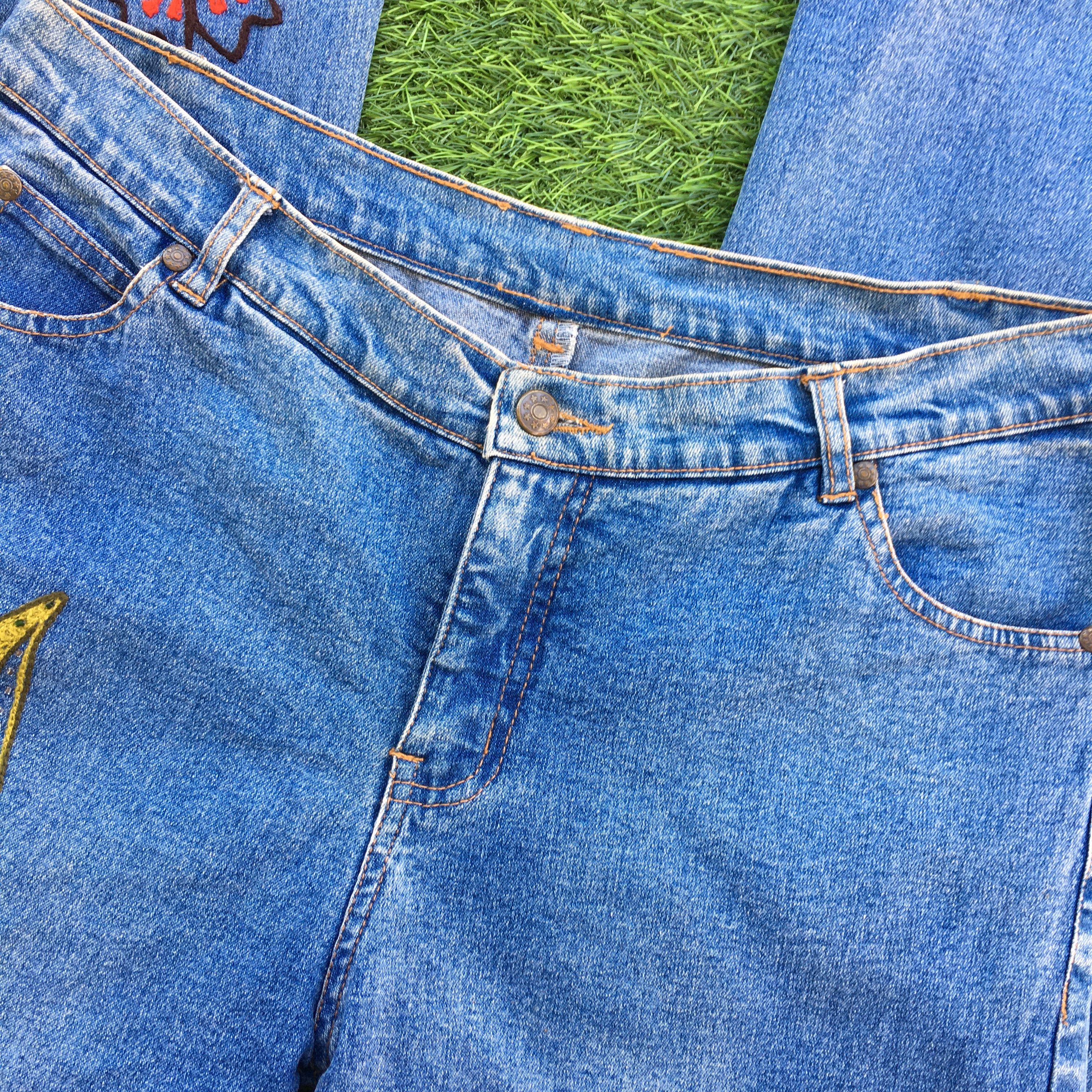Designer × Jean Hippie Boho Embroidered Flare denim D-1018 Size 30" / US 8 / IT 44 - 5 Thumbnail