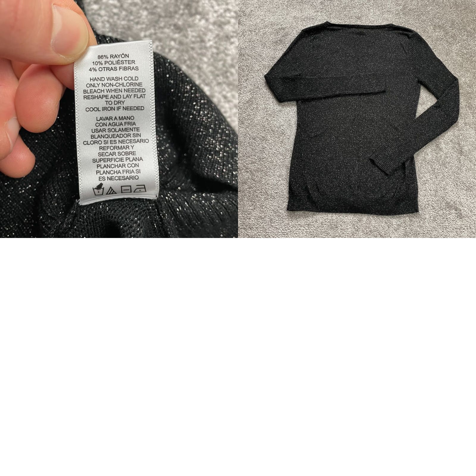 Vintage Sofia Vergara Sweater Womens Large Black VNeck Pullover Glitter Sparkly Knit Size L / US 10 / IT 46 - 8 Thumbnail
