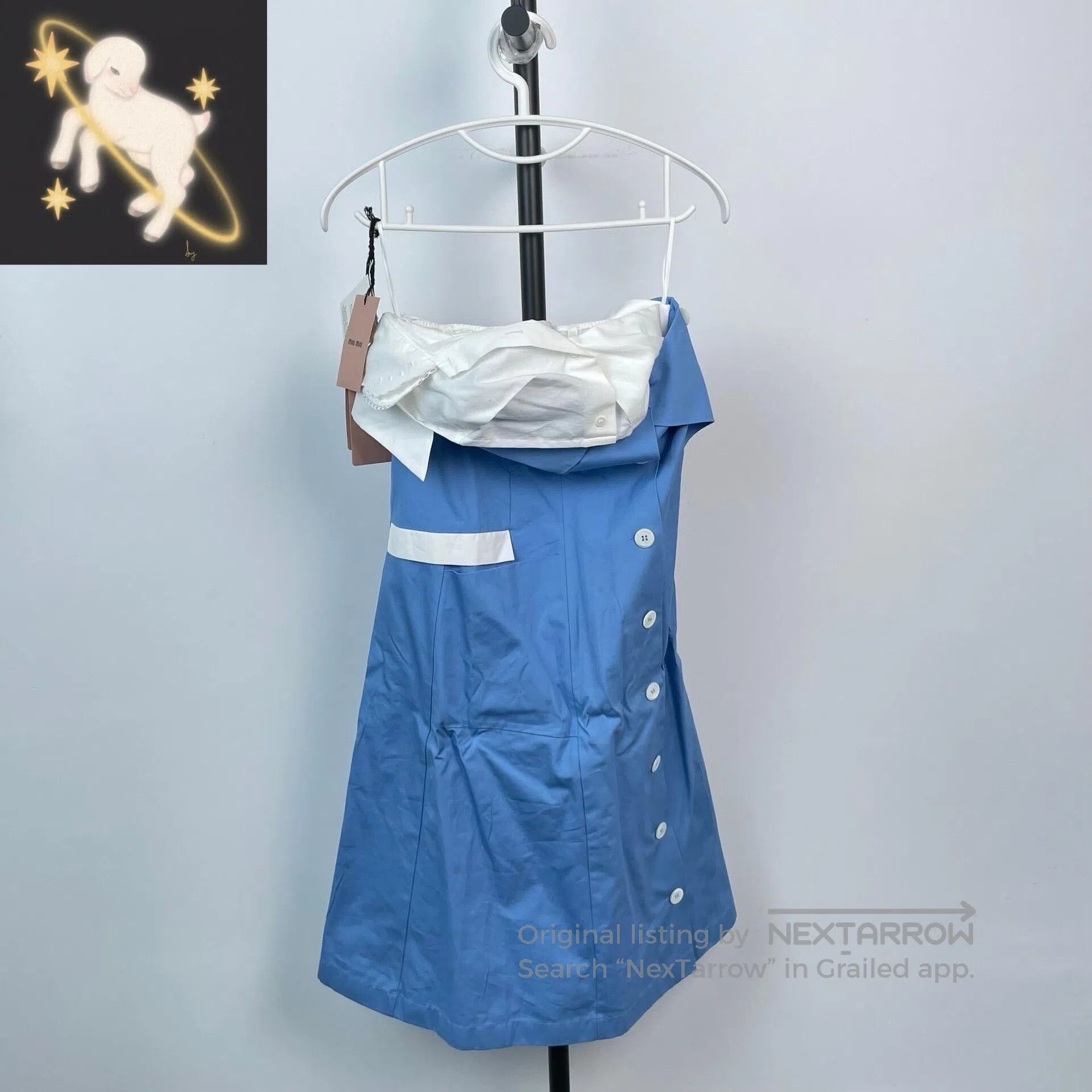 Miu Miu Miu Miu Sky Blue Buckle Deconstructed Dress| Size XS / US 0-2 / IT 36-38 - 1 Thumbnail