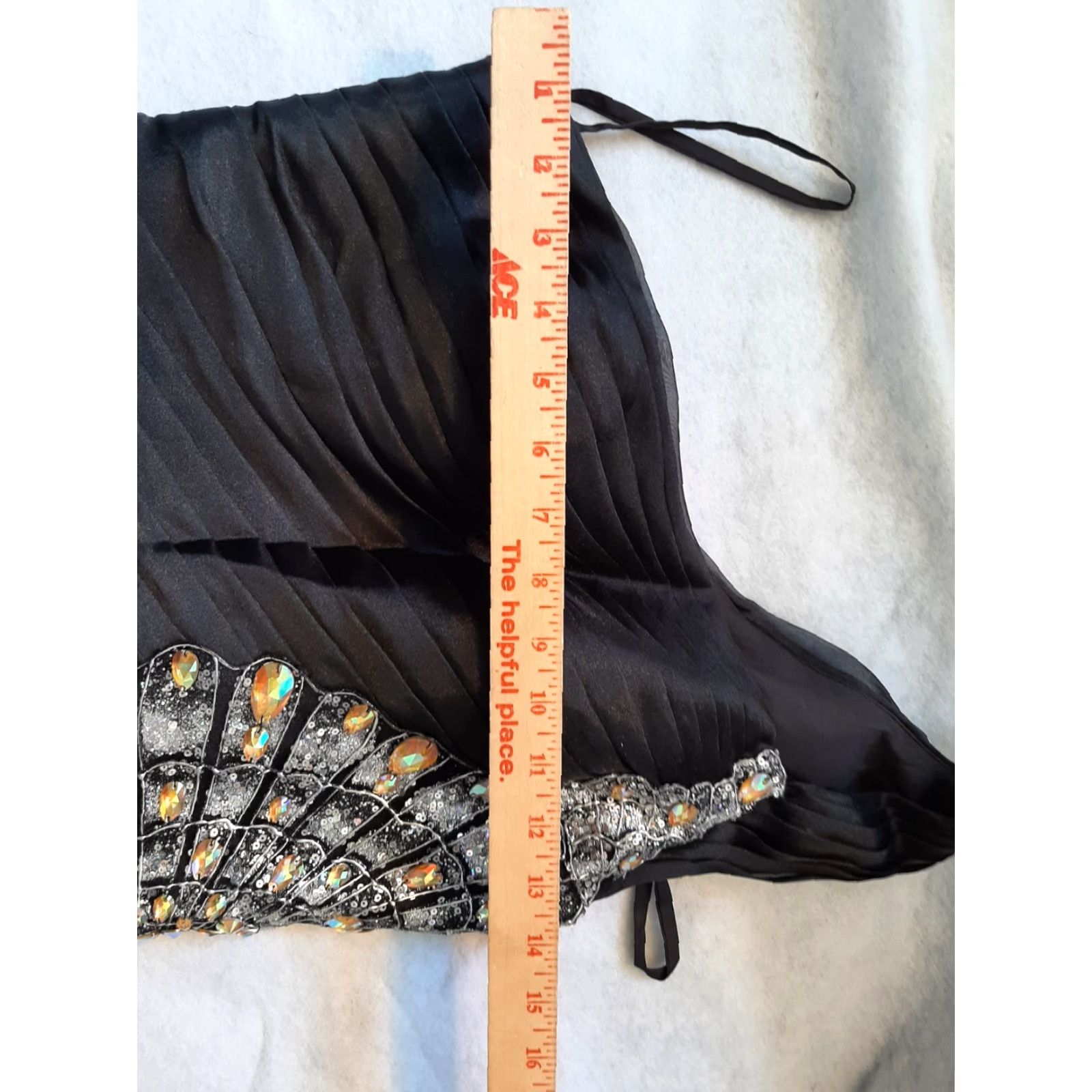Vintage Serena London Dress Black Lace One Strap Beaded 58" Long Sleeveless Sz 6 Sheath Womens Regular Formal Size M / US 6-8 / IT 42-44 - 4 Thumbnail