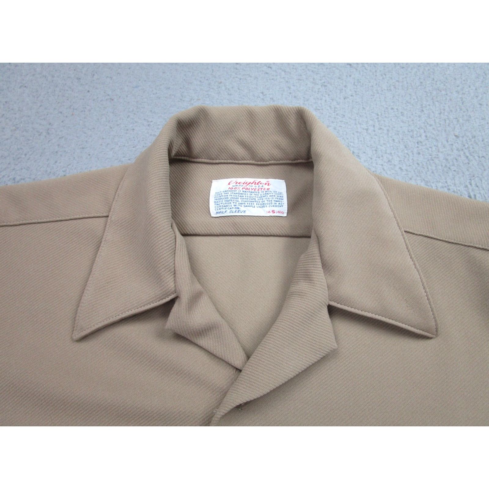 Vintage Vintage Creighton Shirt Mens Small Khaki Tan Poly Uniform Military Work USA 70s Size US S / EU 44-46 / 1 - 6 Thumbnail