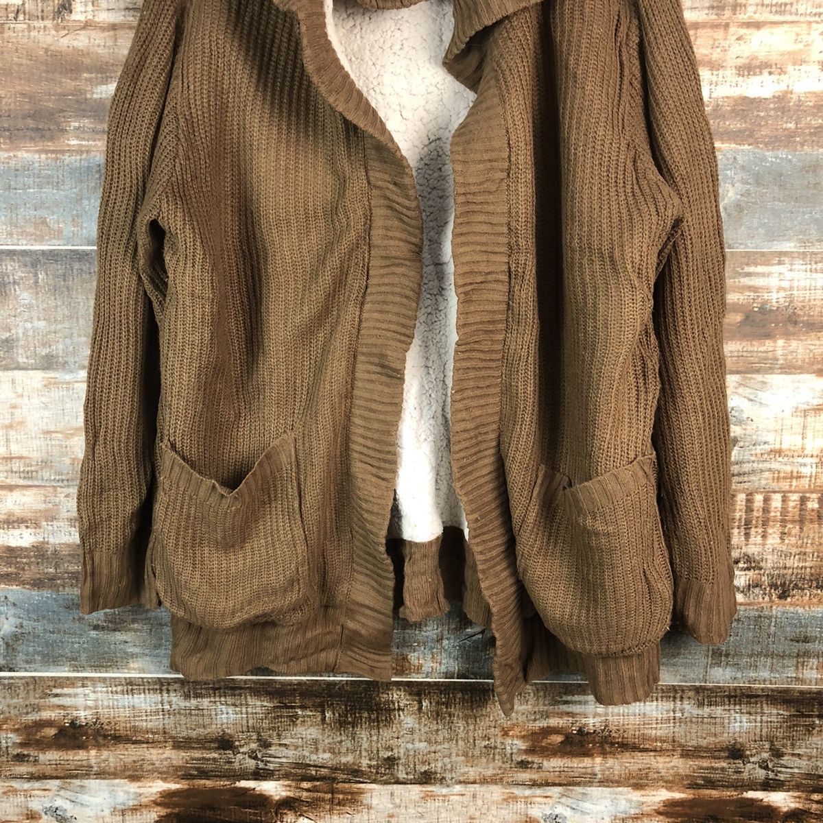 Homespun Knitwear Sugar Spoon Brown vintage japan Cardigan Hoodie #A2352 Size US L / EU 52-54 / 3 - 3 Thumbnail