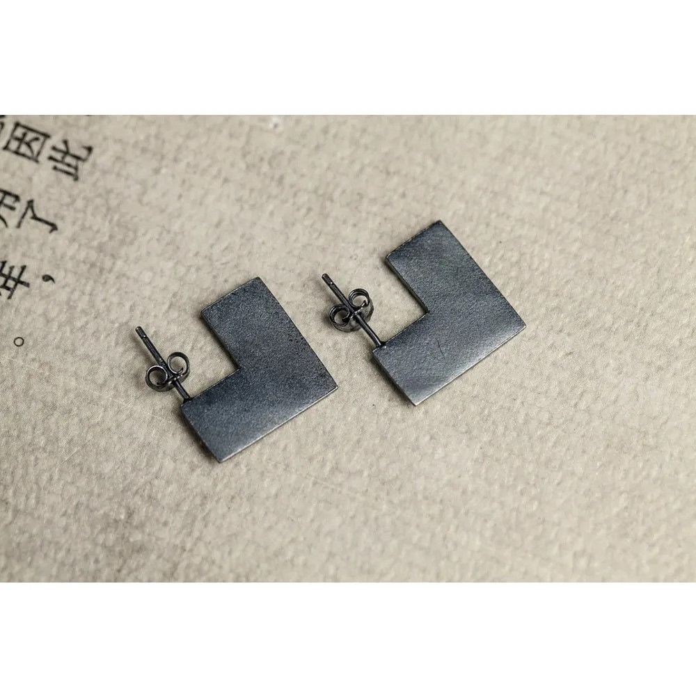 Jewelry Tiny Geometric Square Stud Earrings 925 Sterling Ear Gift Size ONE SIZE - 3 Thumbnail
