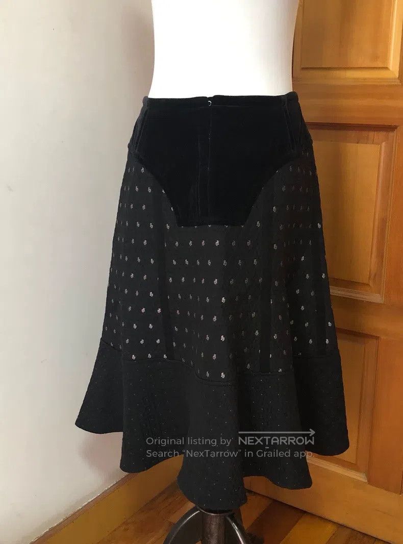 Comme des Garcons Comme Des Garcons size M Black Velvet Patchwork Flower Hon Size 23" - 1 Thumbnail