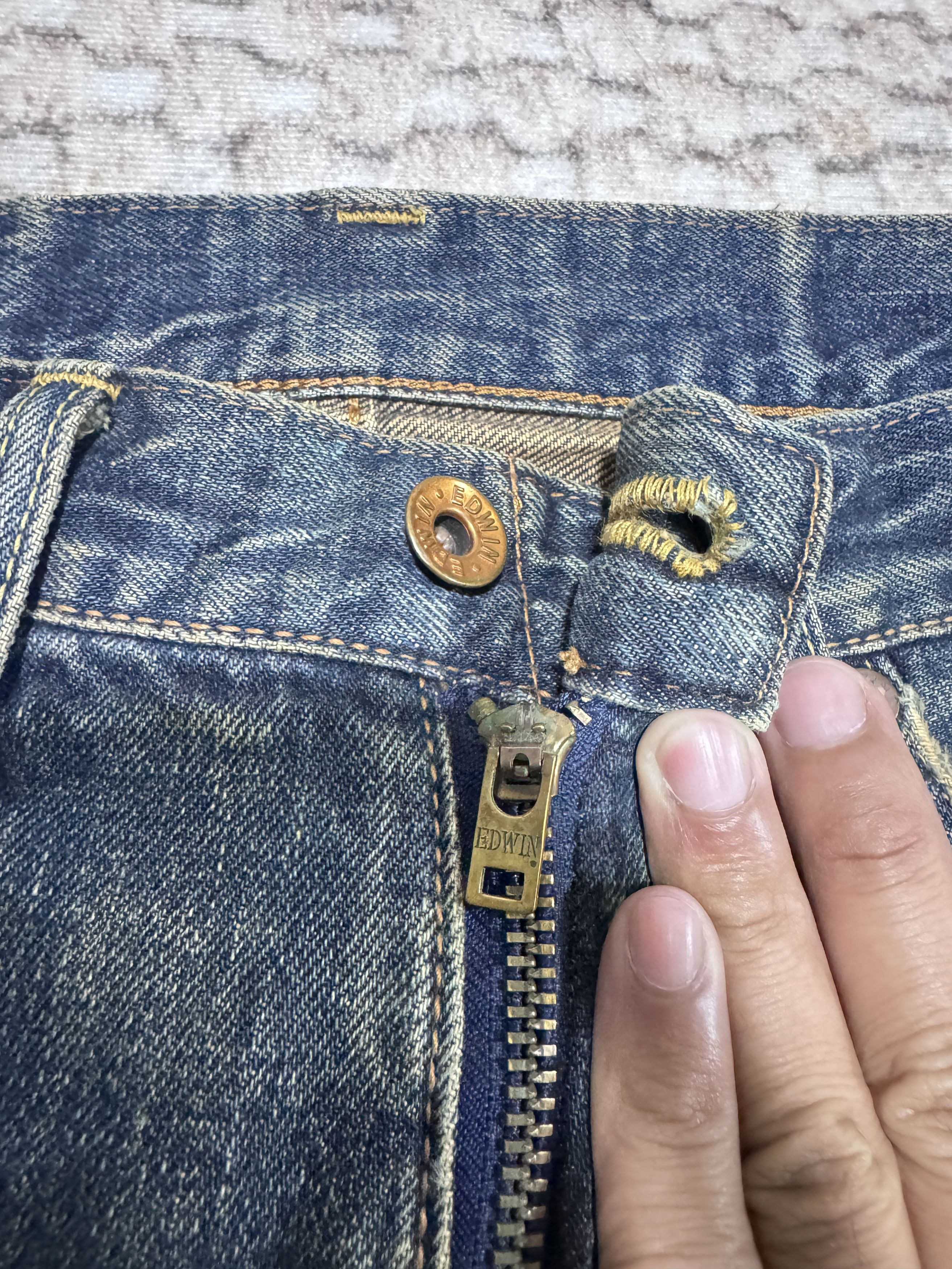 Edwin Vintage Edwin 505X Rusty Natural Distressed Selvadge Jeans Size US 30 / EU 46 - 6 Thumbnail