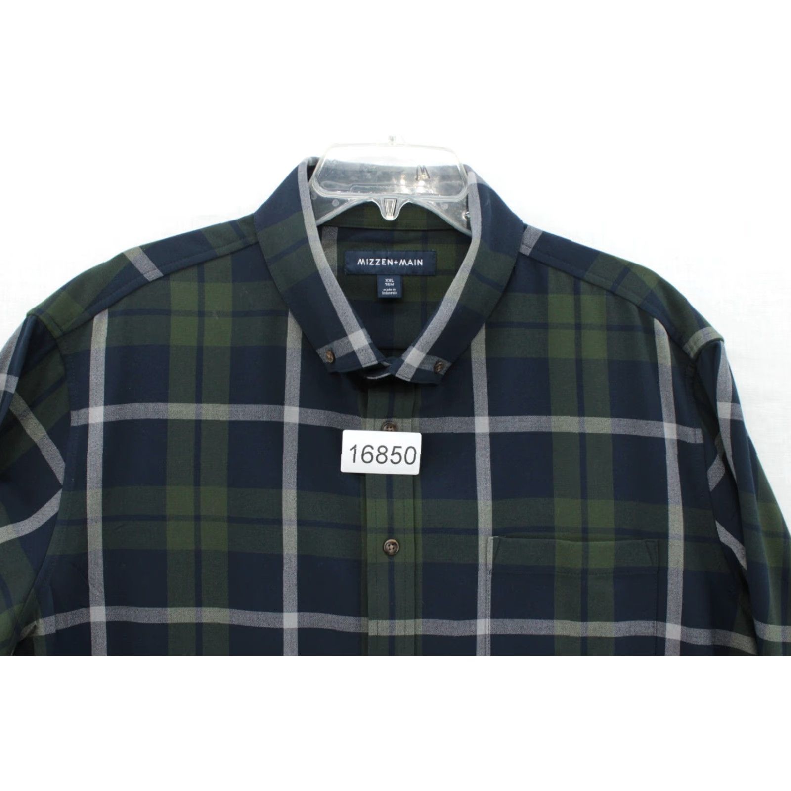 Mizzen+Main Mizzen+Main City Flannel Trim Shirt Mens XXL Green Plaid Long Sleeve Button-Up Shirt Size US XXL / EU 58 / 5 - 7 Thumbnail