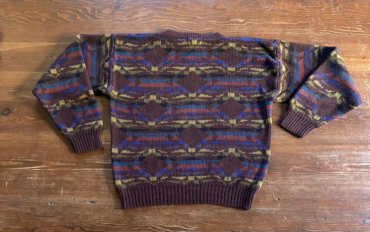 Vintage Vintage 80’s MTO Patterned Leather Patch Knit Sweater Size US L / EU 52-54 / 3 - 12 Thumbnail