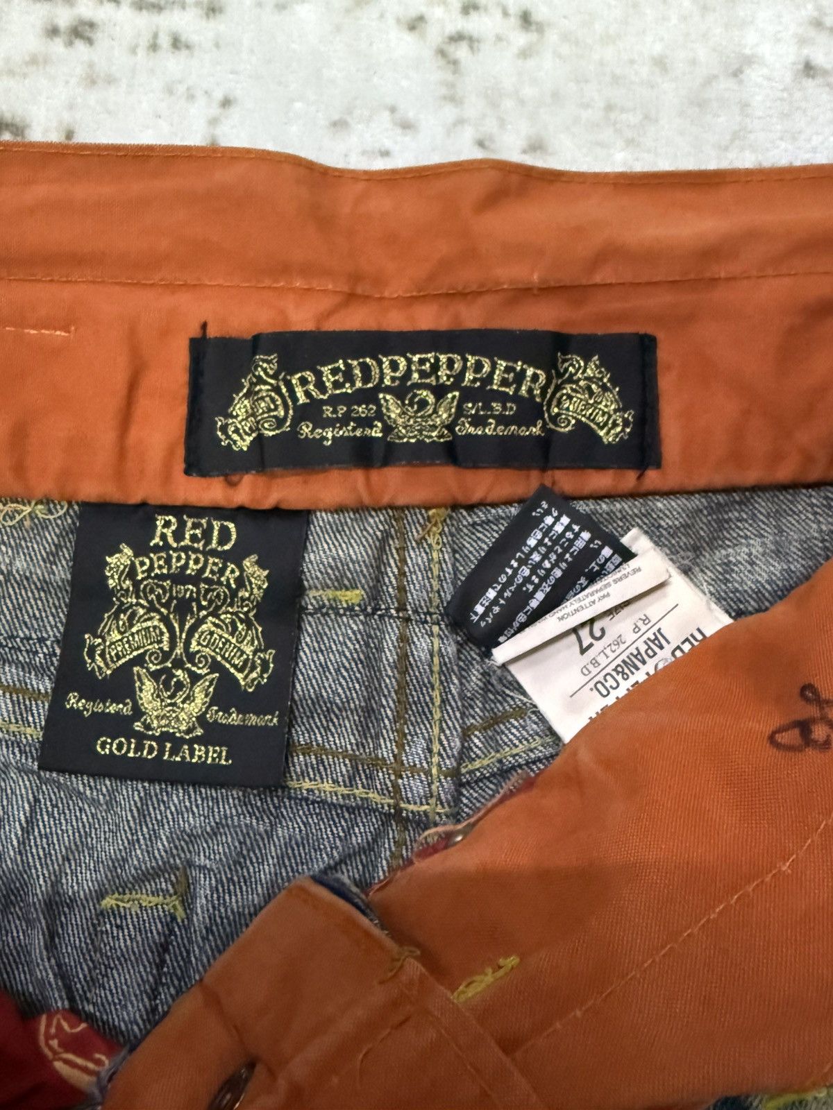 Japanese Brand 2000s Red Pepper Japan Embroidery Skull Flare Wide Leg Jeans Size 29" - 12 Thumbnail