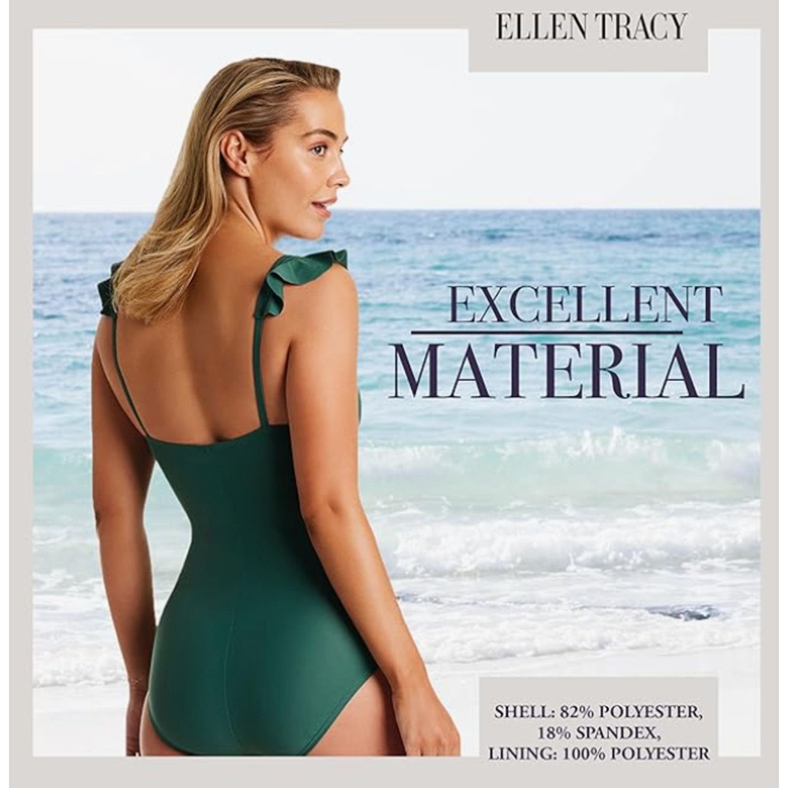 Ellen Tracy ELLEN TRACY Women's Mio One Piece Swimsuit Size 10 Dark Sage Size ONE SIZE - 3 Thumbnail
