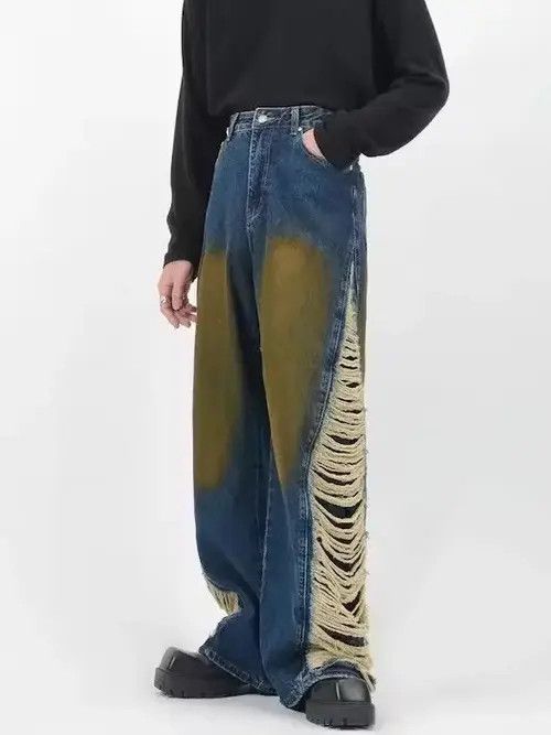 Japanese Brand × Jean Ripped Stacked Baggy Jeans Size US 33 - 1 Thumbnail
