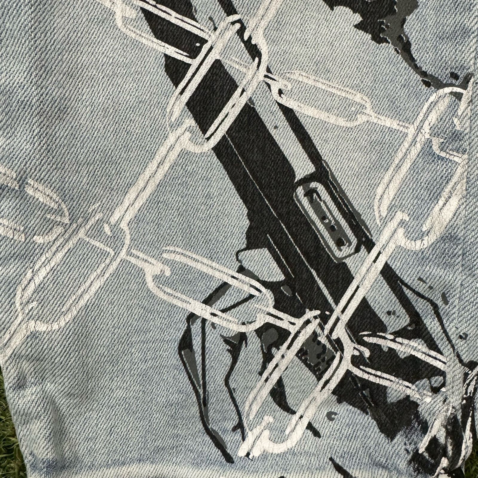 Levi's Sugar Hill Y2K Streetwear Light Blue Wash Print Denim Jeans Size US 33 - 5 Thumbnail