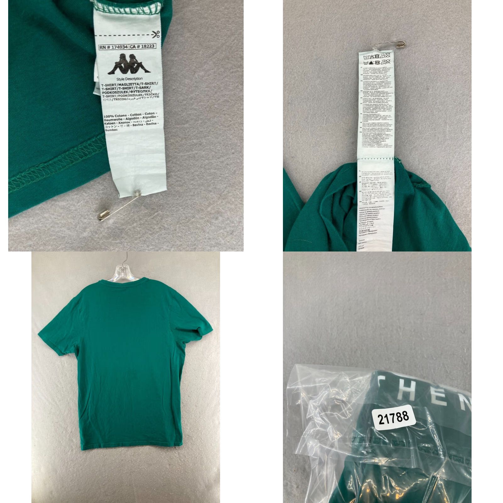 Kappa Kappa Womens Promo Tee XL Green College T-Shirt Adult Regular Classic Fit Short Sleeve Crew Neck Shirt Womens Size XL / US 12-14 / IT 48-50 - 8 Thumbnail