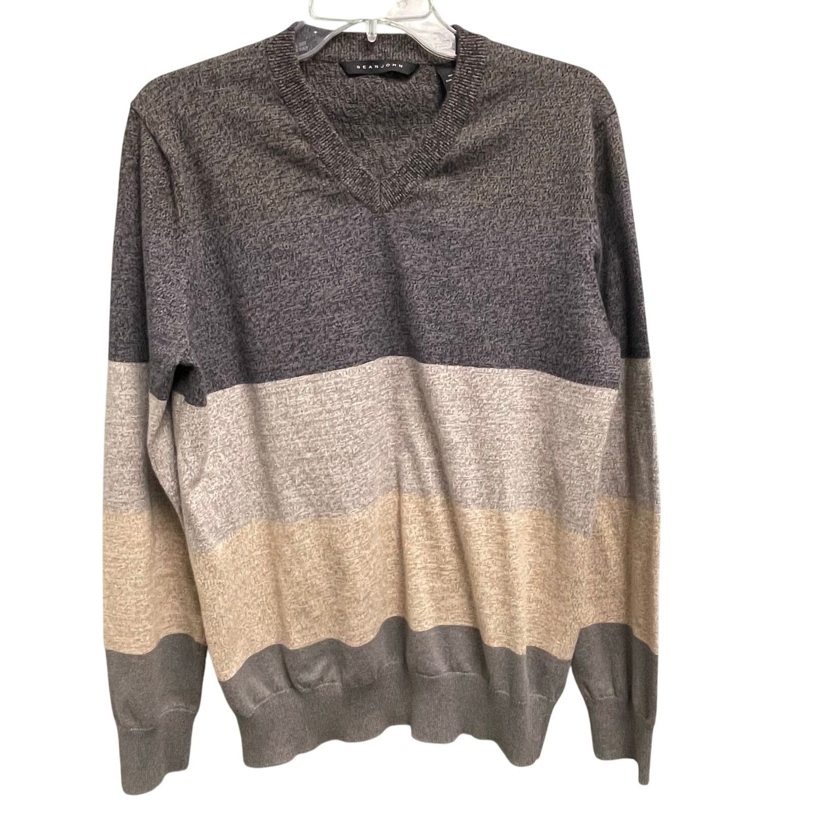 Sean John Sean John V-Neck Stripe Knit Sweater Mens Size Large Casual Size US L / EU 52-54 / 3 - 1 Thumbnail