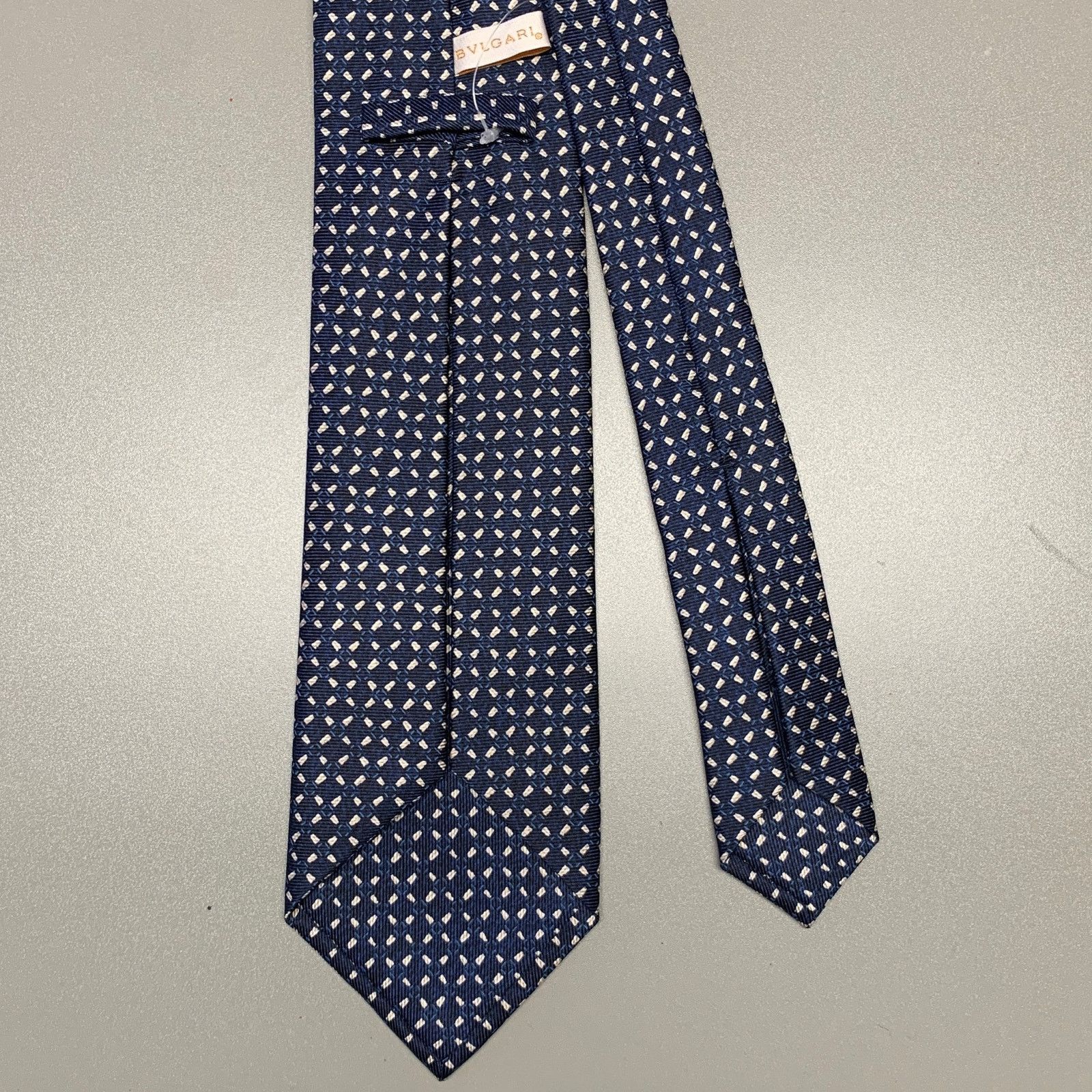 Bvlgari BVLGARI Navy White Polka Dot Silk Tie Size ONE SIZE - 2 Thumbnail