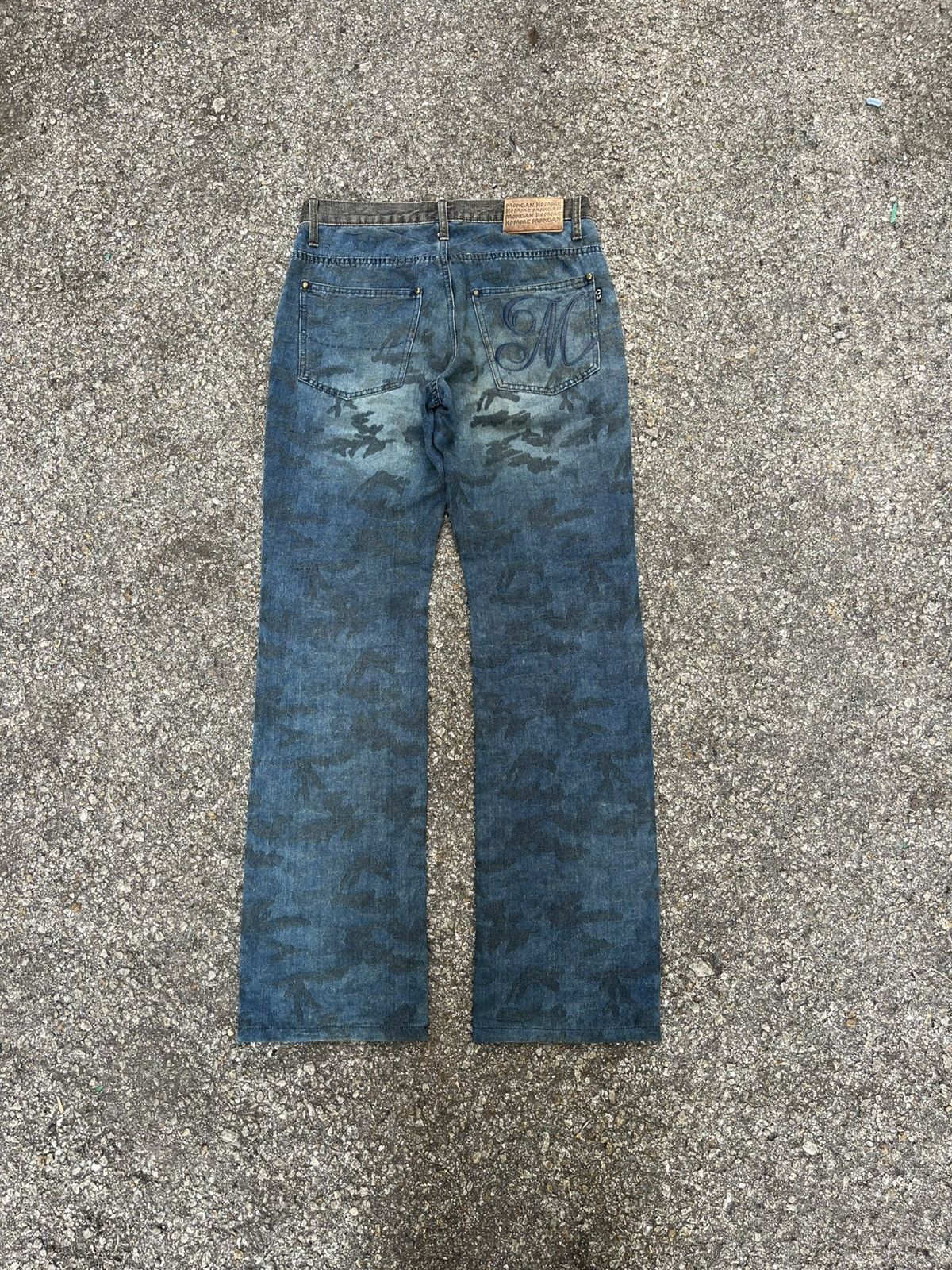 If Six Was Nine Morgan Homme Jeans Two Tone Colour Low Rise Denim Camo Size US 29 - 1 Thumbnail