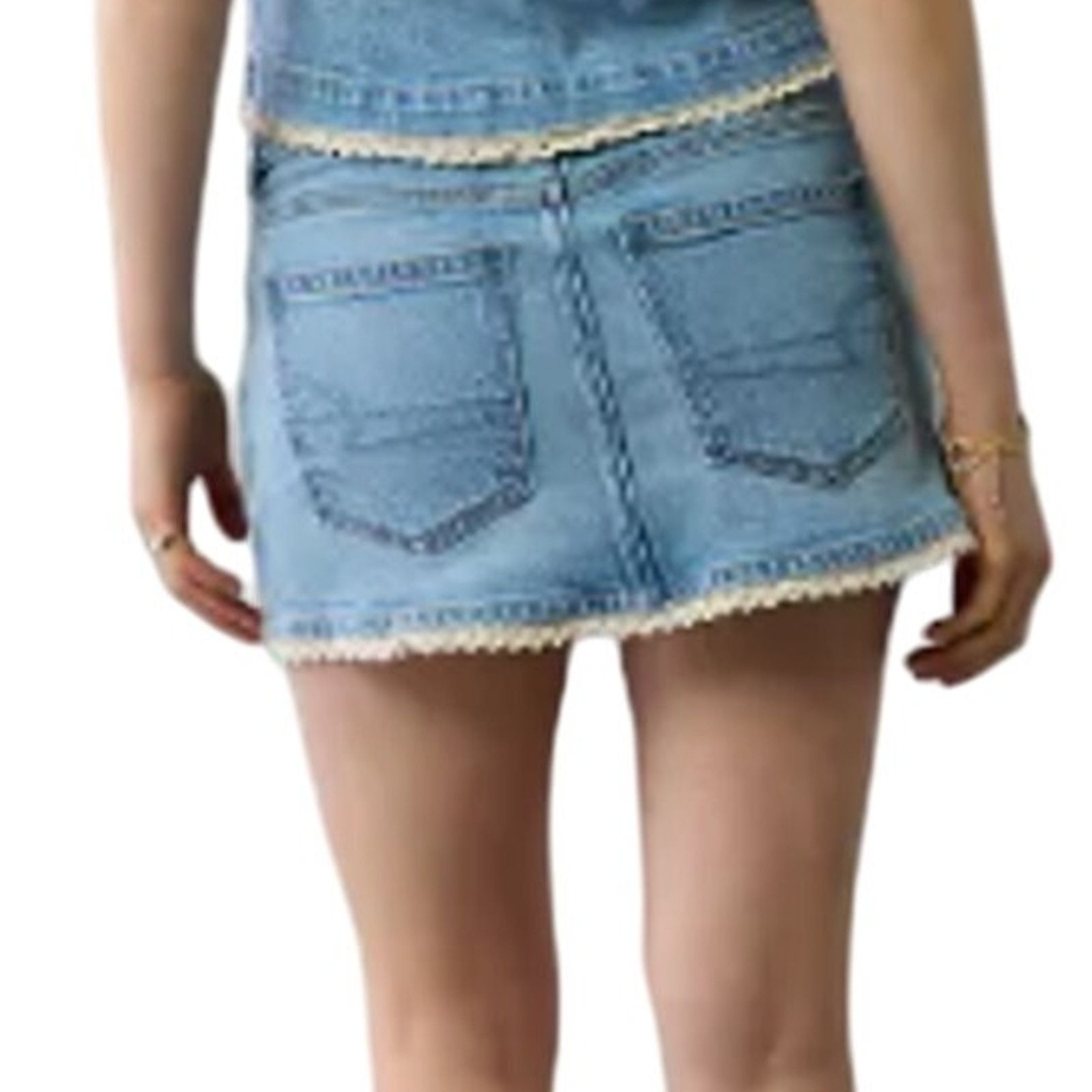 American Eagle Outfitters New American Eagle Womens 8 Medium Denim Micro Skort w Top Size 30" / US 8 / IT 44 - 6 Thumbnail