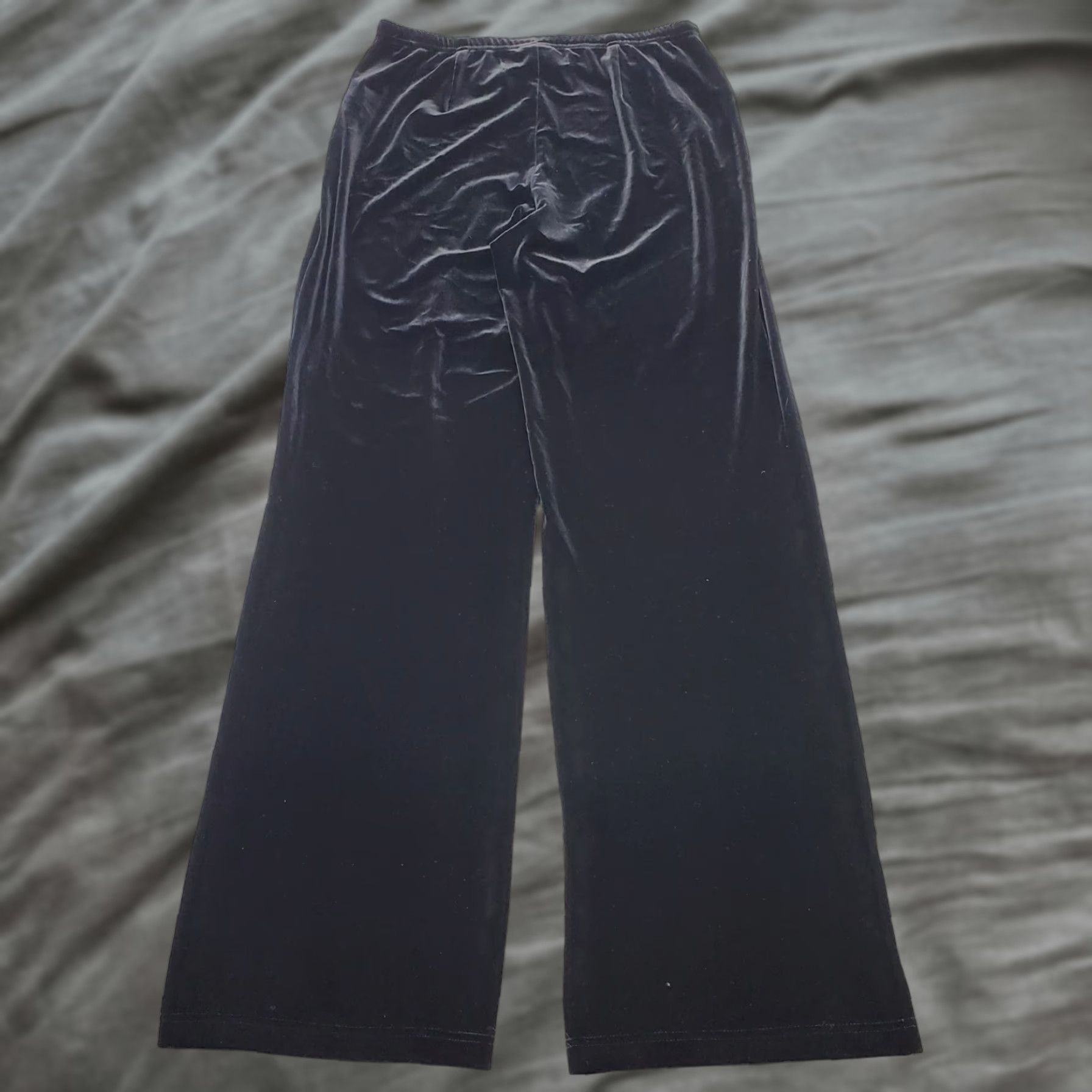 J. Jill J. Jill Velvet Pants Womens S Black Stretch Elastic Waistband Pull On Wide-Leg Pants Size 28" / US 6 / IT 42 - 1 Thumbnail