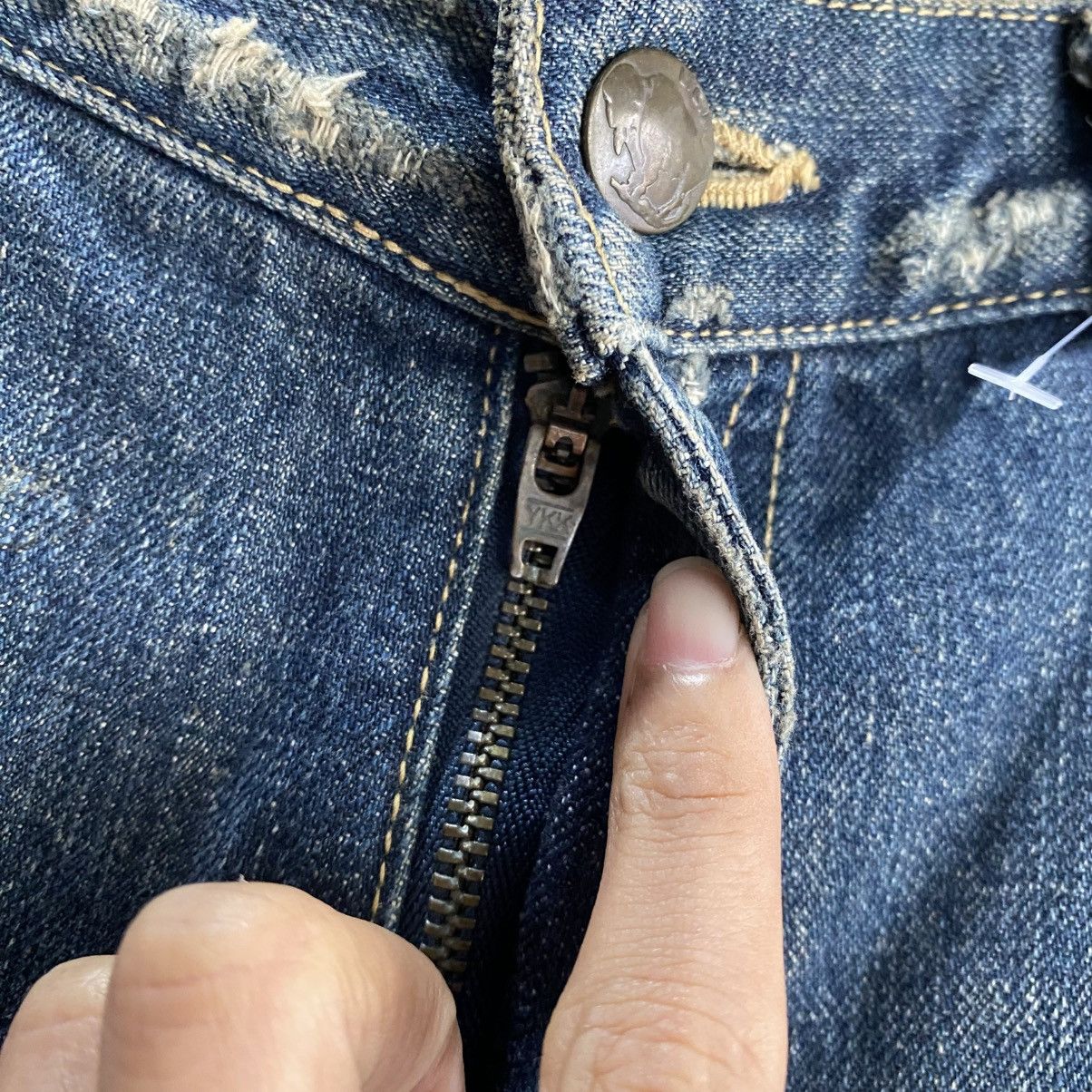 Le Grande Bleu (L.G.B.) LGB Distressed Blue Denim Jeans | Vintage Wash Ripped Style Size US 33 - 12 Thumbnail