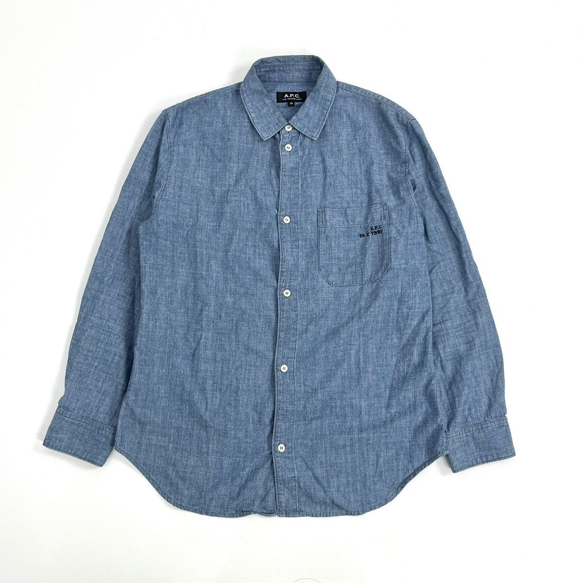 A.P.C. Vintage A.P.C Paris Chambray Denim Shirt Designer Size US S / EU 44-46 / 1 - 1 Thumbnail