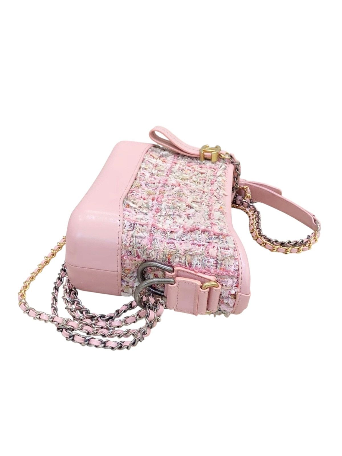 Chanel Chanel Gabrielle Small Tweed Hobo Pink Leather Bag 2019 Size ONE SIZE - 4 Thumbnail