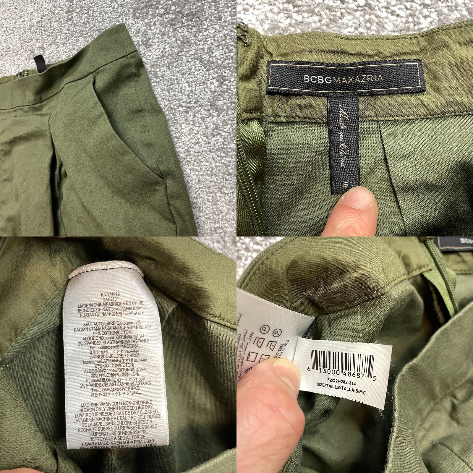 Banana Republic BCBGMAXAZRIA Ankle Pants Womens S Green 28x24 Ankle Zip Cotton Slacks Ladies Pants Size 28" / US 6 / IT 42 - 8 Thumbnail