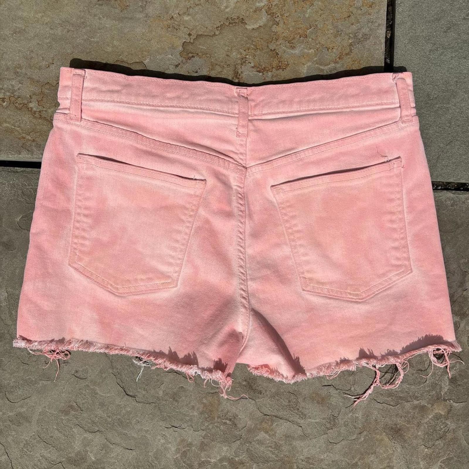 Gap Pink Peach Overdyed Reworked Frayed Denim Shorts Size 31" - 4 Thumbnail