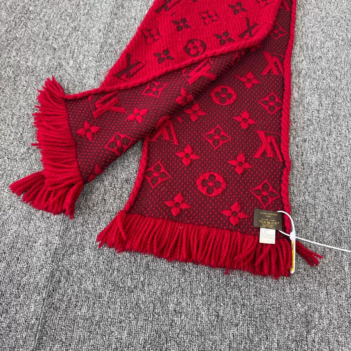 Louis Vuitton LV Double-sided Monogram Wool Scarf Red 99 New Size ONE SIZE - 3 Thumbnail