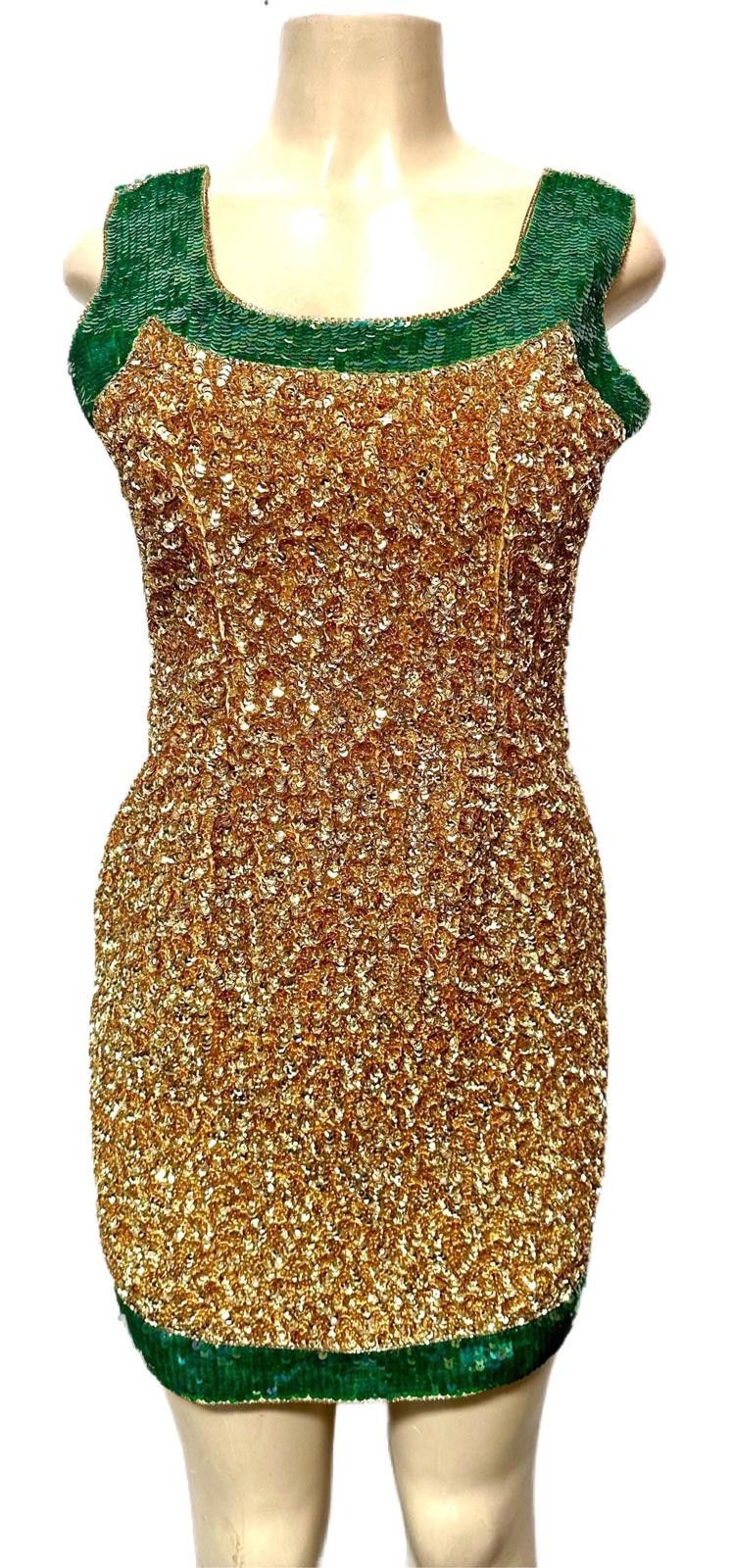 Other Sequin Dress Gold with Green Trim Size 4 Size S / US 4 / IT 40 - 1 Preview
