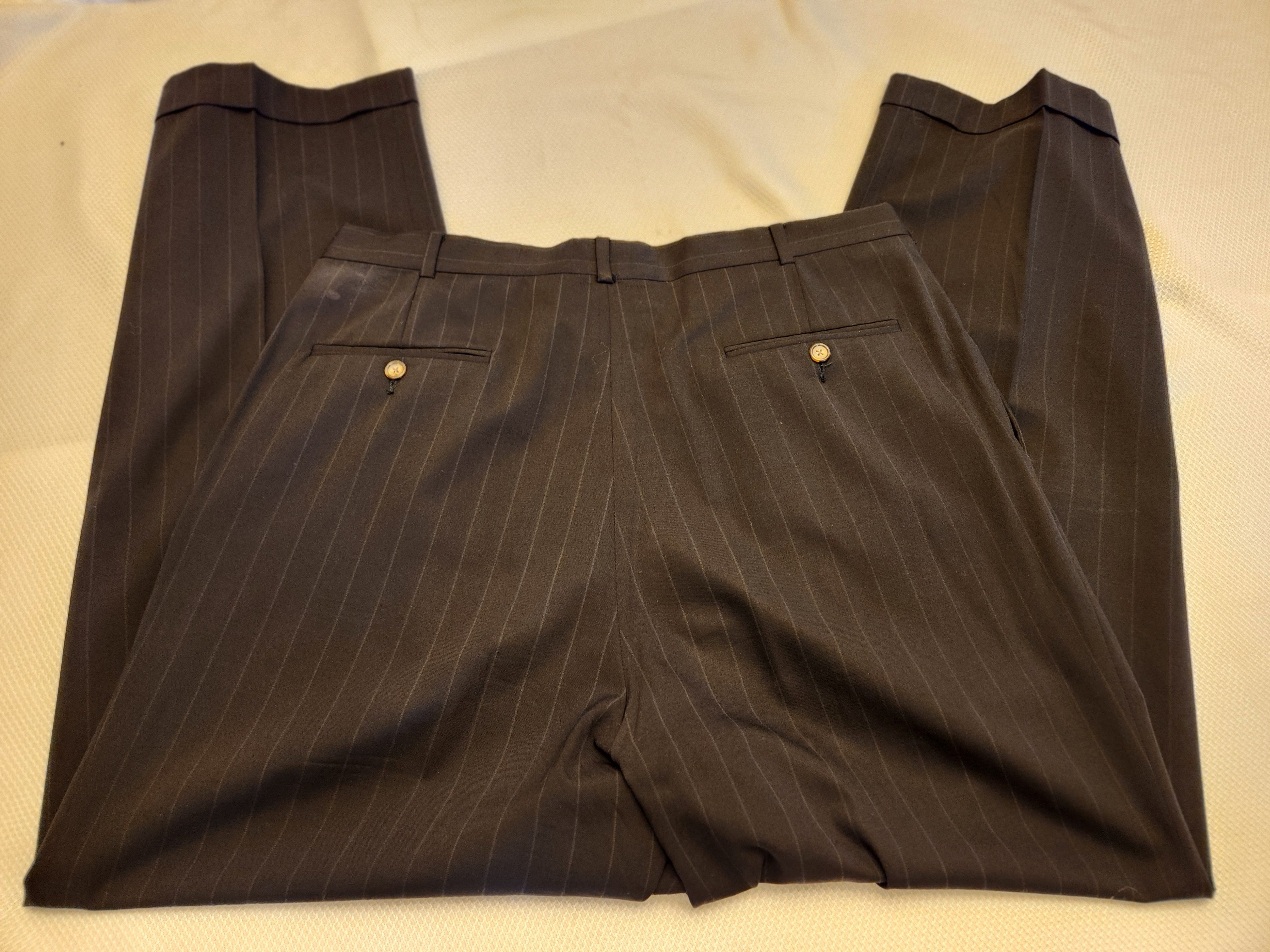 Vintage Vintage 90's Harold Powell 100% Wool Blue Pinstripe Suit Size 44L - 9 Thumbnail