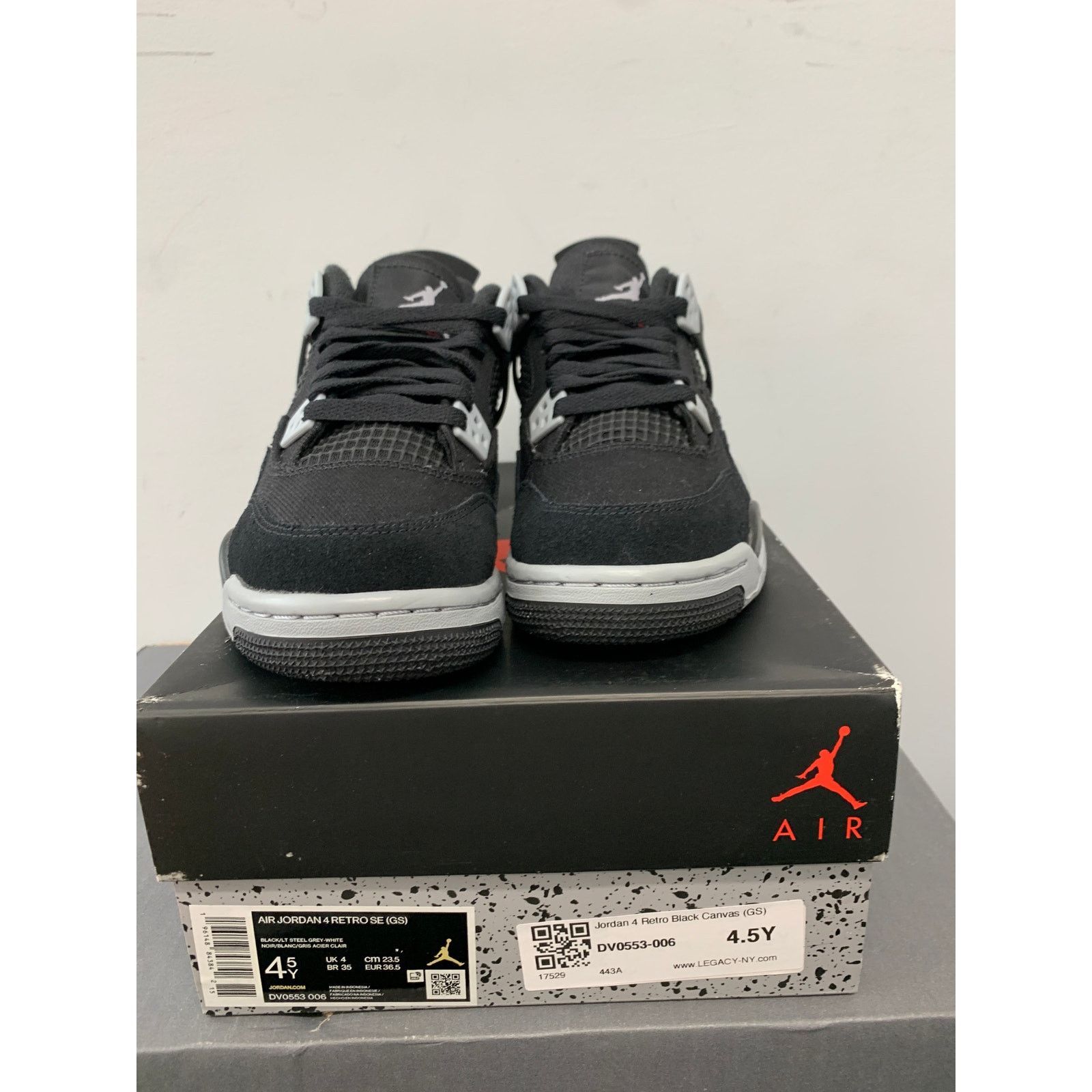 Nike Nike Air Jordan 4 Retro Black Canvas GS Size 4.5Y BRAND NEW Size US 5 / EU 37 - 5 Thumbnail