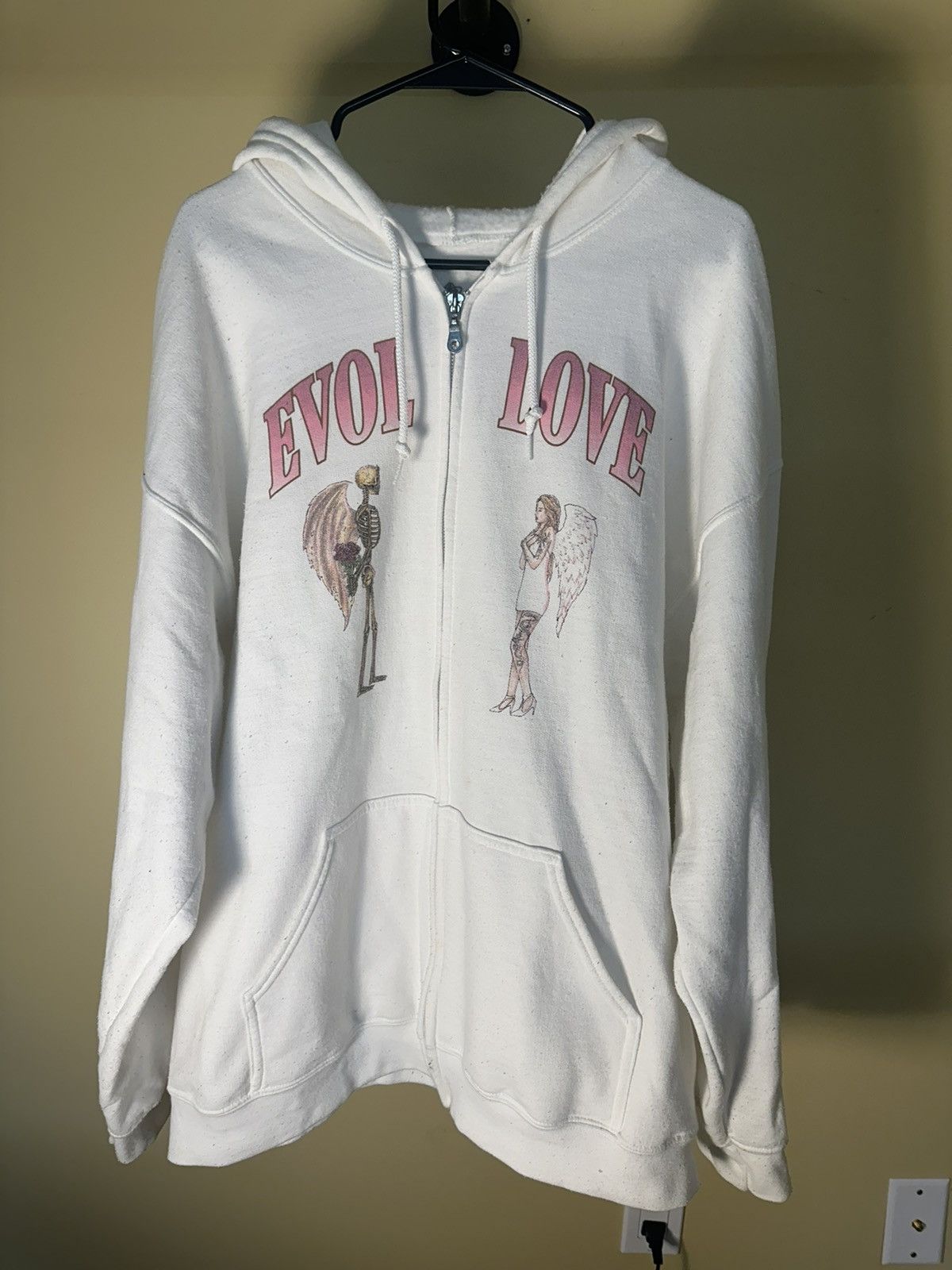 image of Archival Clothing x Made In USA Mbm Gallery Evol Love Hoodie in White, Men's (Size XL)