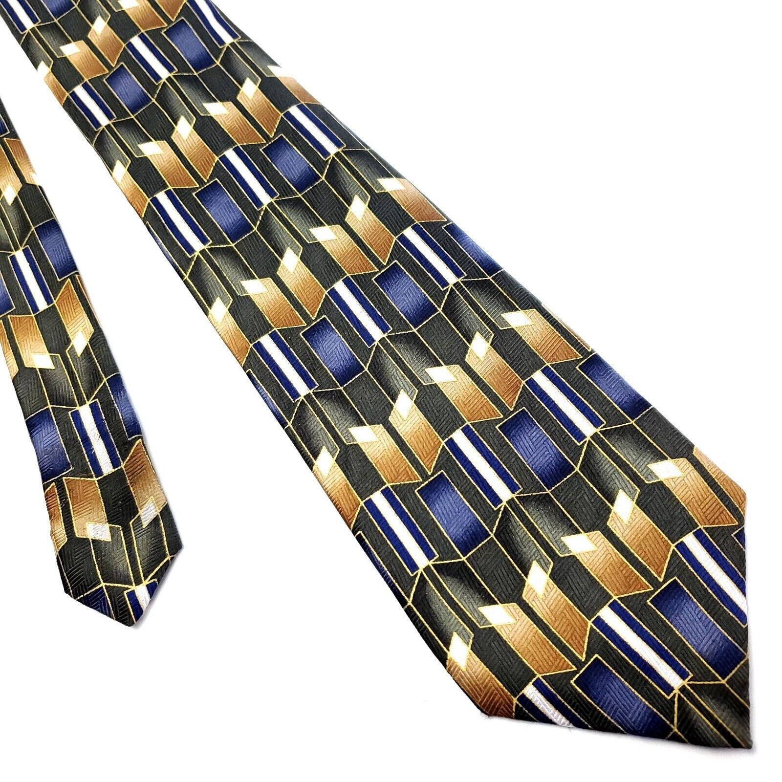 Designer Progresso Multi Colored Silk Tie Woven Geometric Size ONE SIZE - 1 Thumbnail